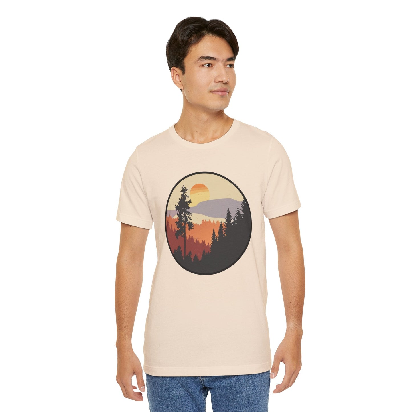 Sunset Forest Unisex Tee | Nature Lover Shirt, Hiking Apparel, Outdoor Gift, Eco-Friendly Fashion, Casual Wear Boho Wear