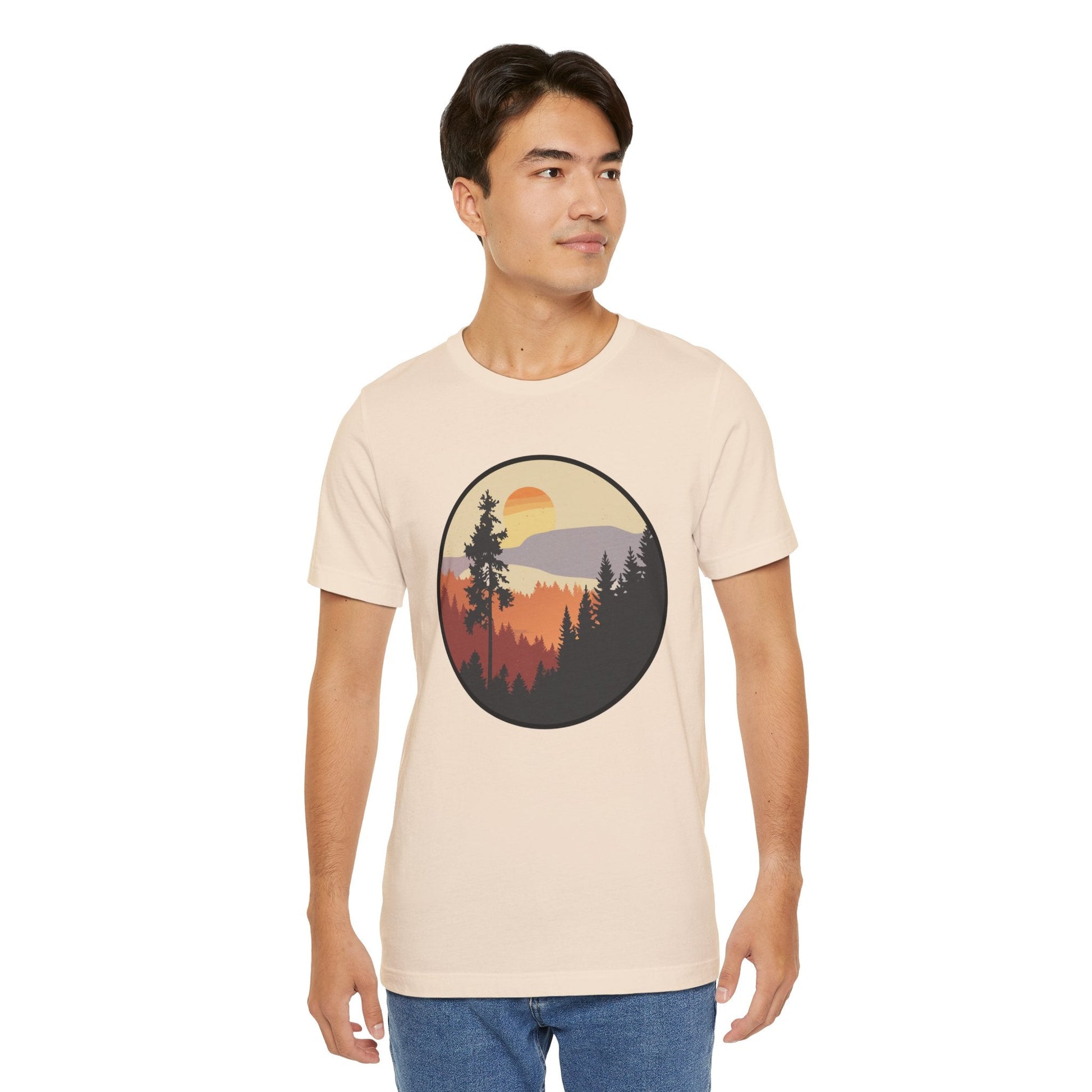Sunset Forest Unisex Tee | Nature Lover Shirt, Hiking Apparel, Outdoor Gift, Eco-Friendly Fashion, Casual Wear Boho Wear
