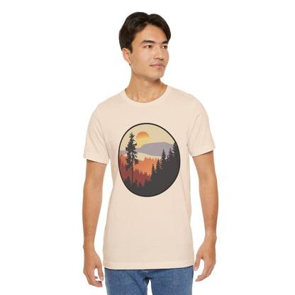 Sunset Forest Unisex Tee | Nature Lover Shirt, Hiking Apparel, Outdoor Gift, Eco-Friendly Fashion, Casual Wear Boho Wear