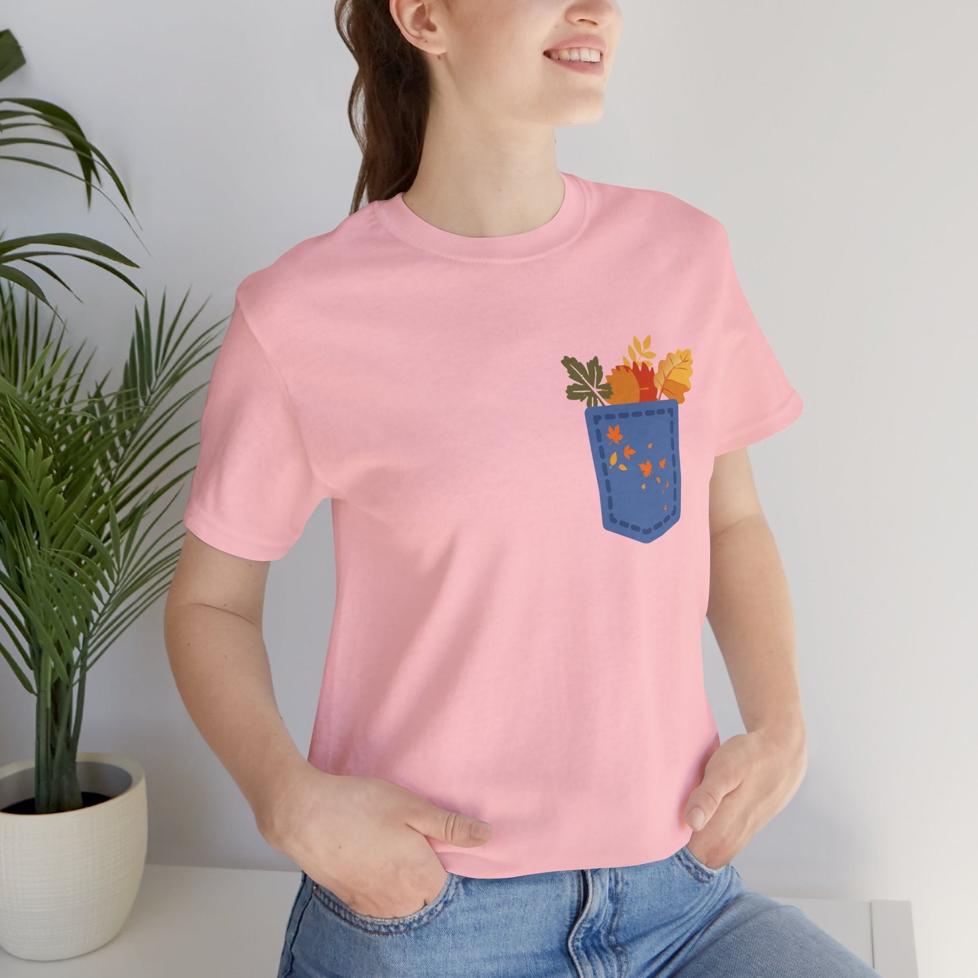 Pocket Boho Tee - Funny Botanic Autumn Design Boho Wear