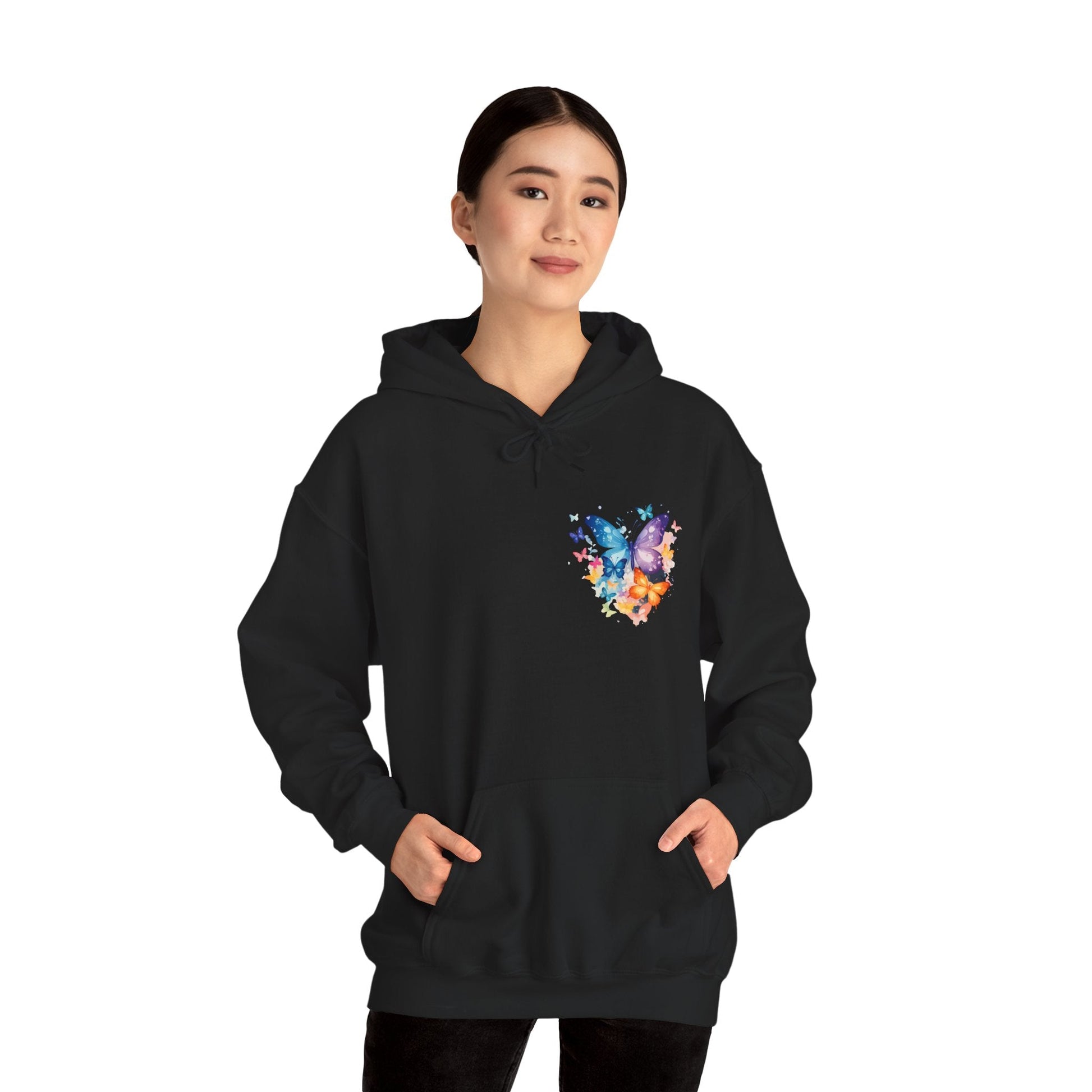 Colorful Butterfly Hoodie - Artistic Unisex Sweatshirt for Spring Adventures Printify