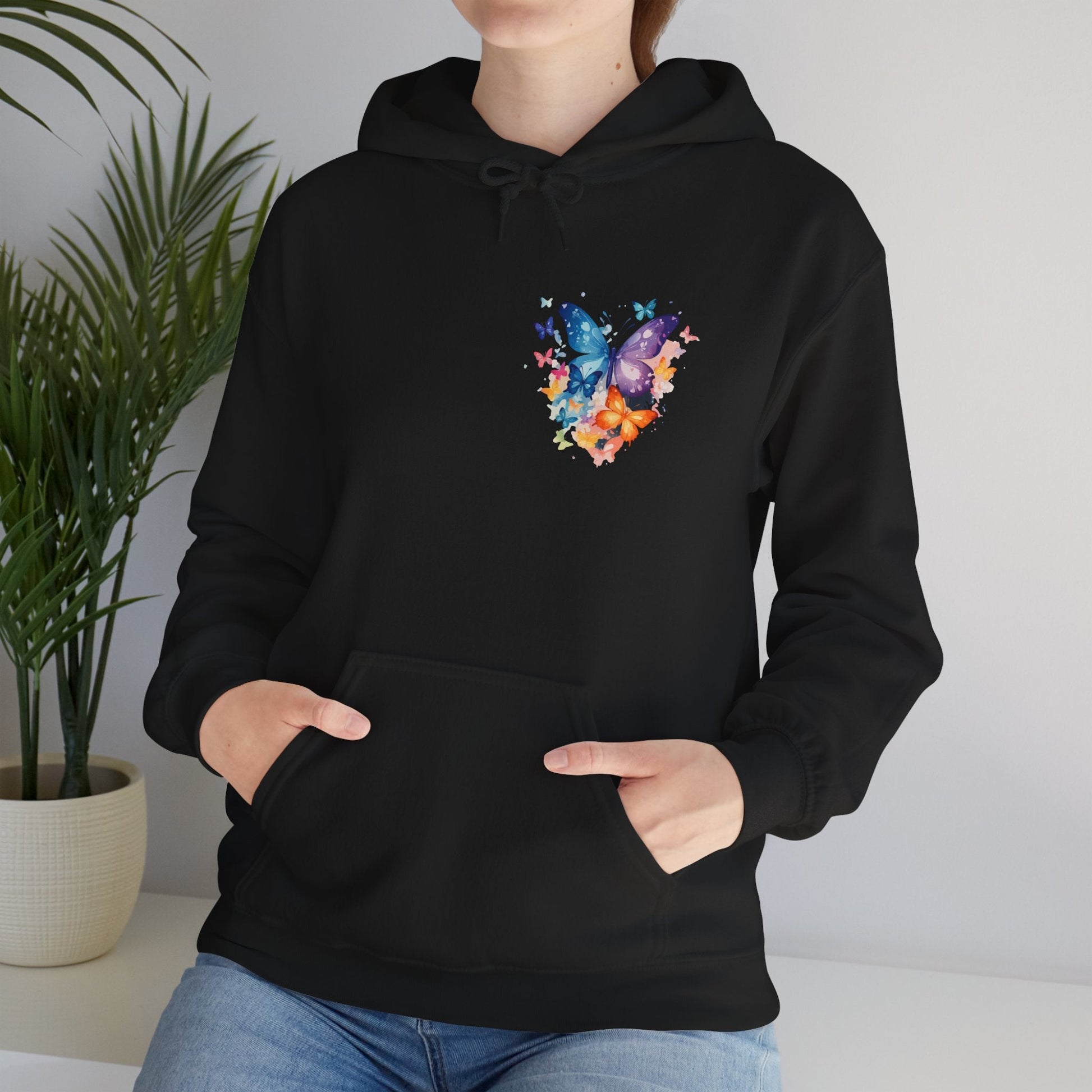 Colorful Butterfly Hoodie - Artistic Unisex Sweatshirt for Spring Adventures Printify