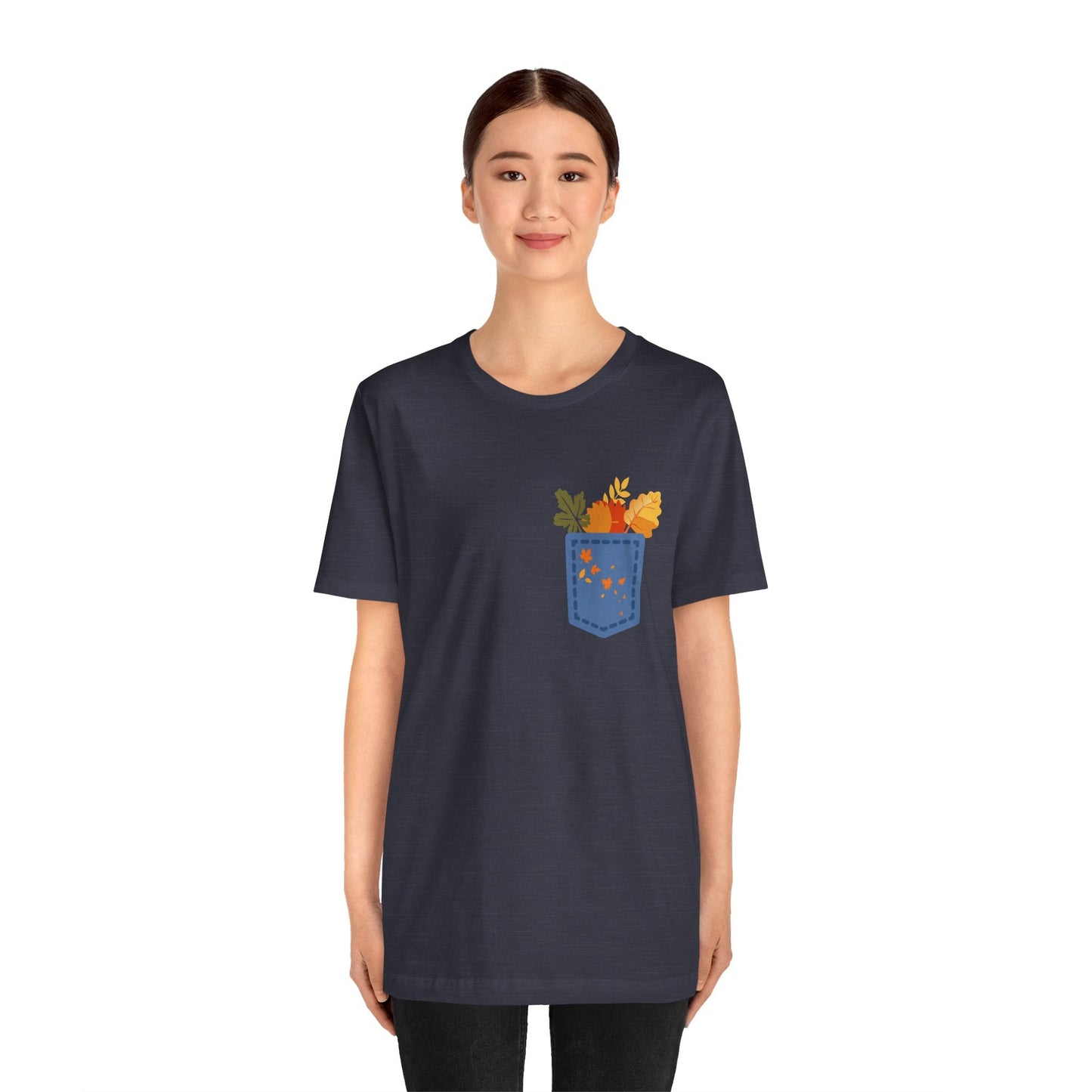 Pocket Boho Tee - Funny Botanic Autumn Design Boho Wear