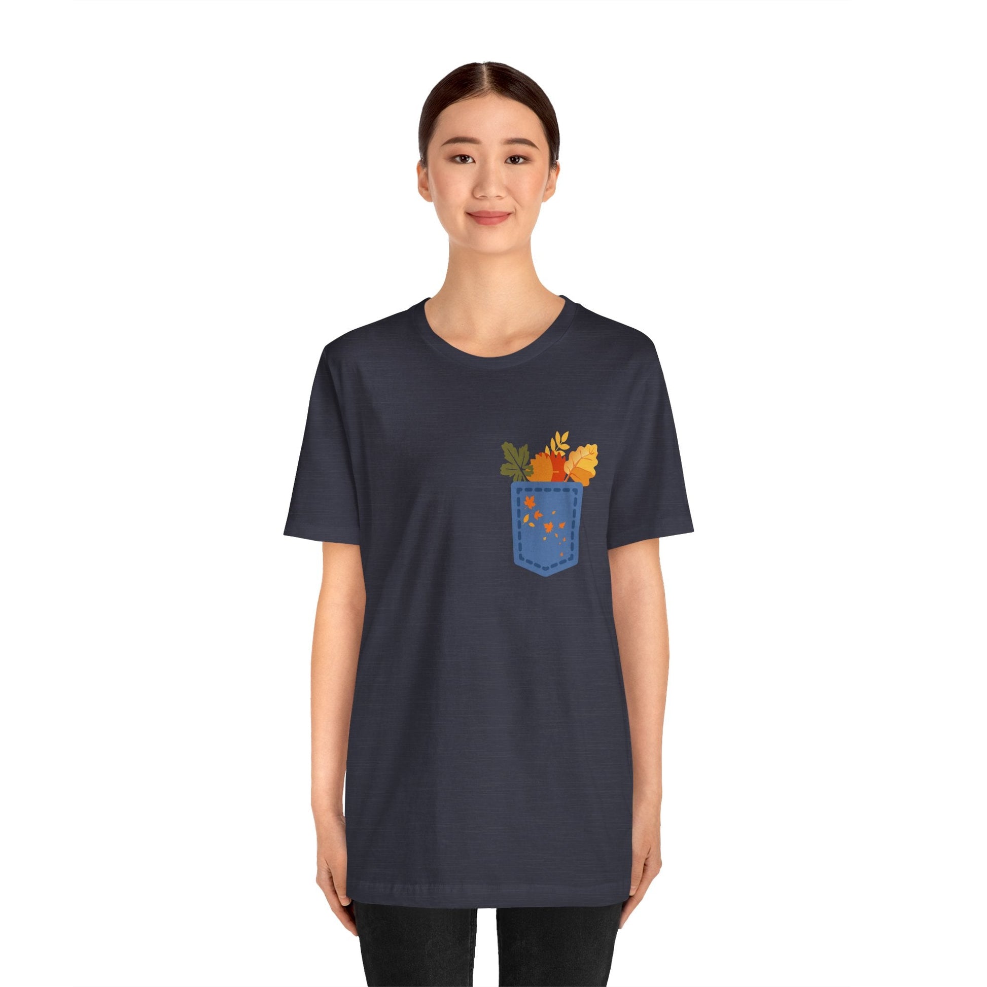 Pocket Boho Tee - Funny Botanic Autumn Design Boho Wear