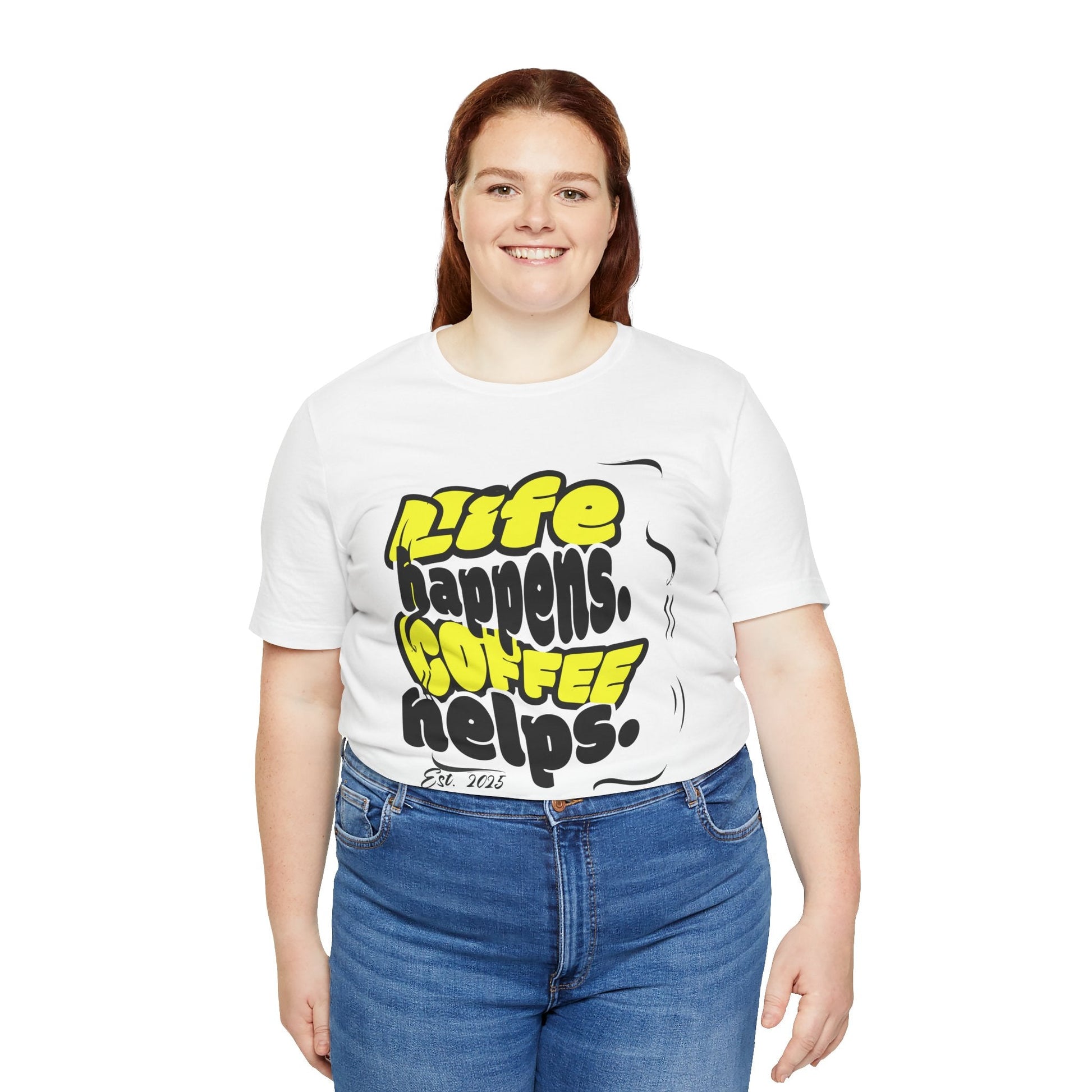 Coffee Lover T-Shirt - Life happens Coffee helps Boho Wear