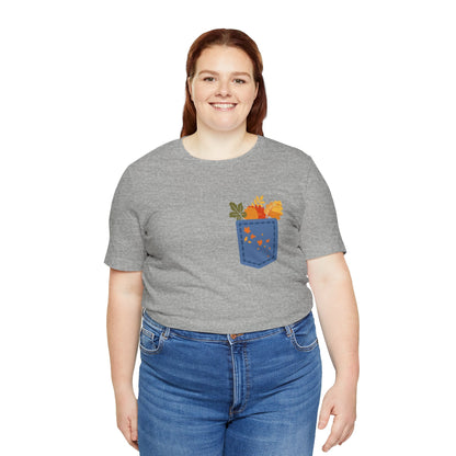 Pocket Boho Tee - Funny Botanic Autumn Design Printify
