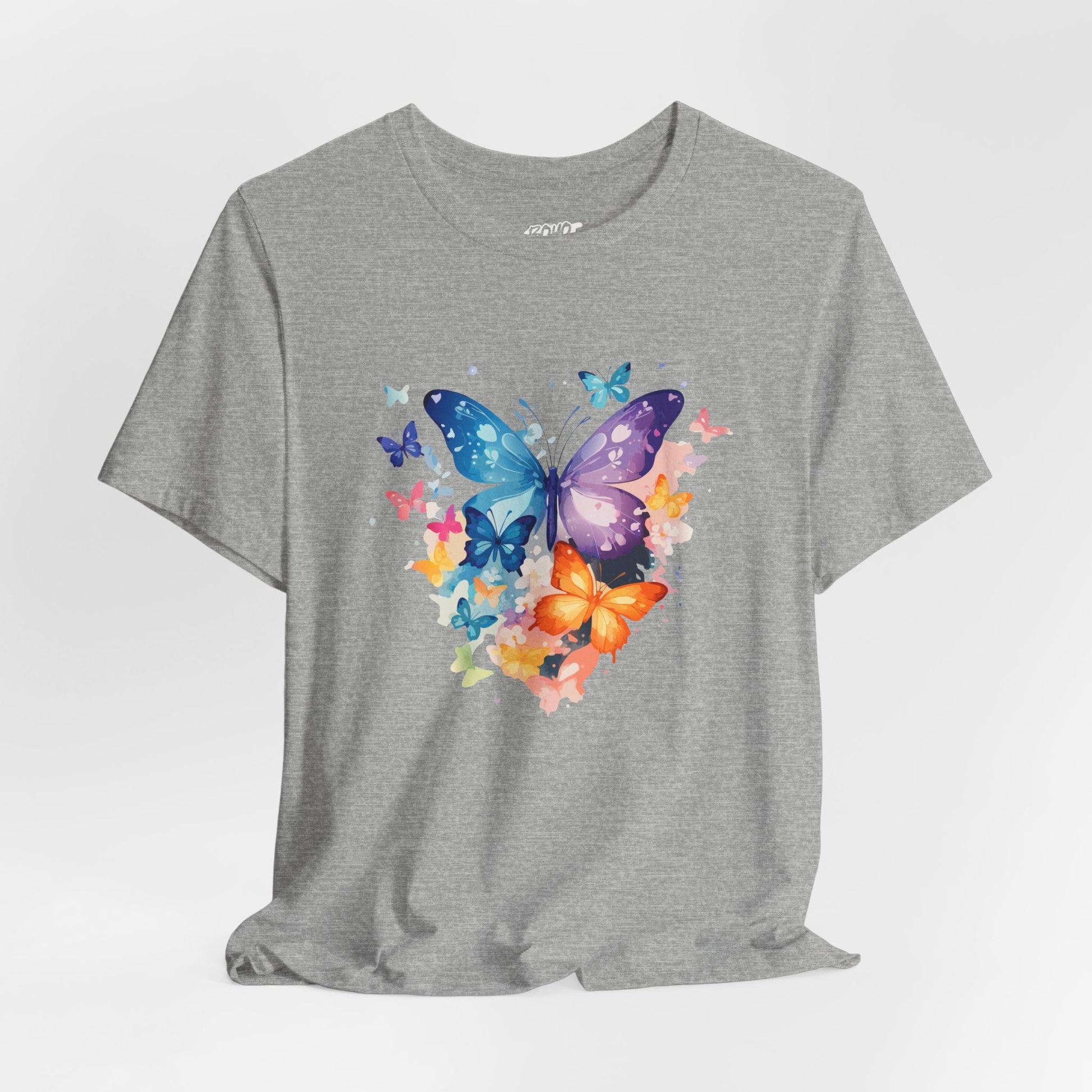 Colorful Butterfly Unisex Jersey Tee, Floral Tee, Butterfly Art Shirt, Gift for Nature Lovers, Summer Style, Nature Inspired Apparel Boho Wear
