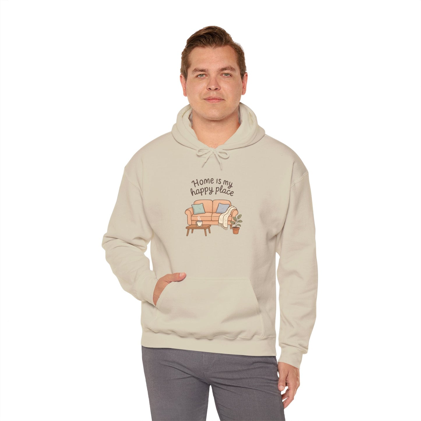 Hooded Sweatshirt - 'Home Is My Happy Place' Design Boho Wear