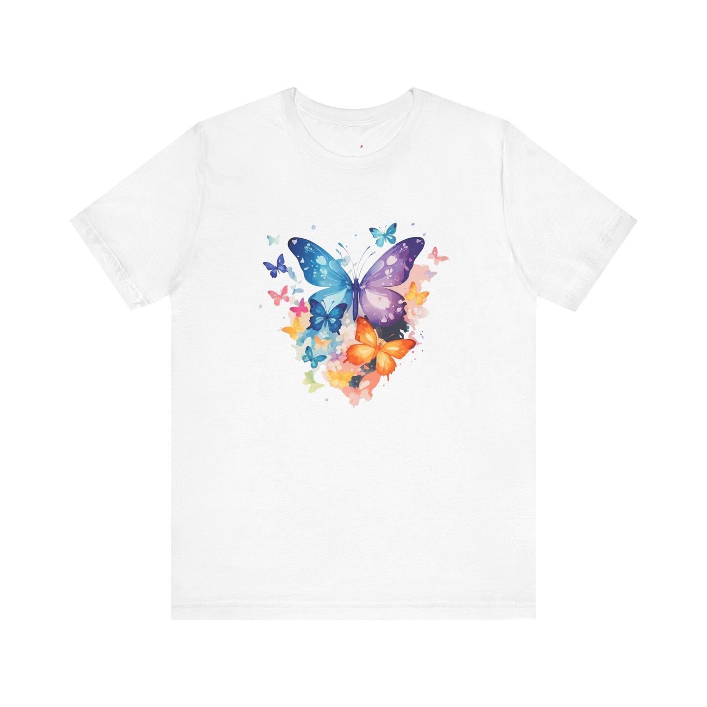 Colorful Butterfly Unisex Jersey Tee, Floral Tee, Butterfly Art Shirt, Gift for Nature Lovers, Summer Style, Nature Inspired Apparel Printify