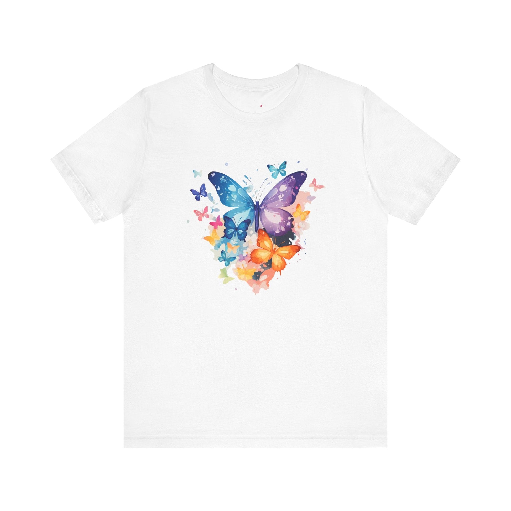 Colorful Butterfly Unisex Jersey Tee, Floral Tee, Butterfly Art Shirt, Gift for Nature Lovers, Summer Style, Nature Inspired Apparel Printify