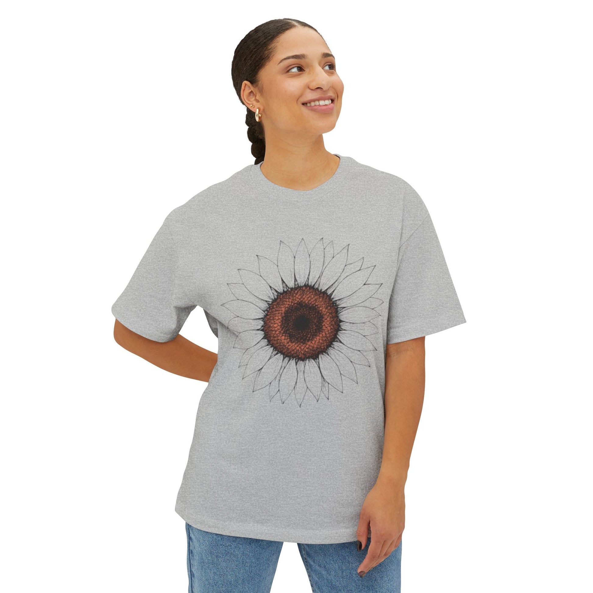 Sunflower Boho Oversized Tee - Funny Unisex T-Shirt Boho Wear