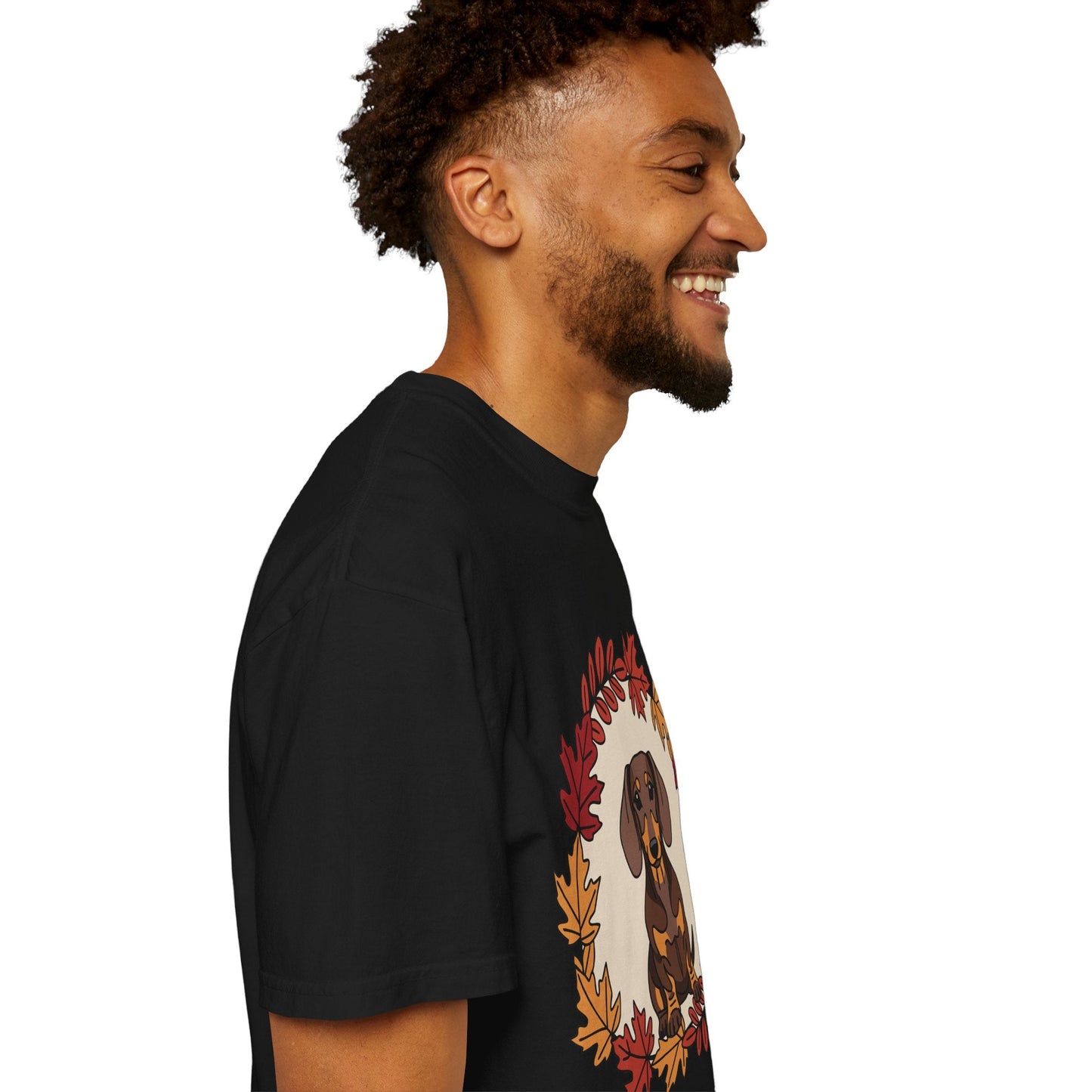 Autumn Dachshund T-Shirt, Fall Dog Lover Tee, Unisex Garment-Dyed Shirt, Cute Pet Apparel, Cozy Seasonal Gift Boho Wear