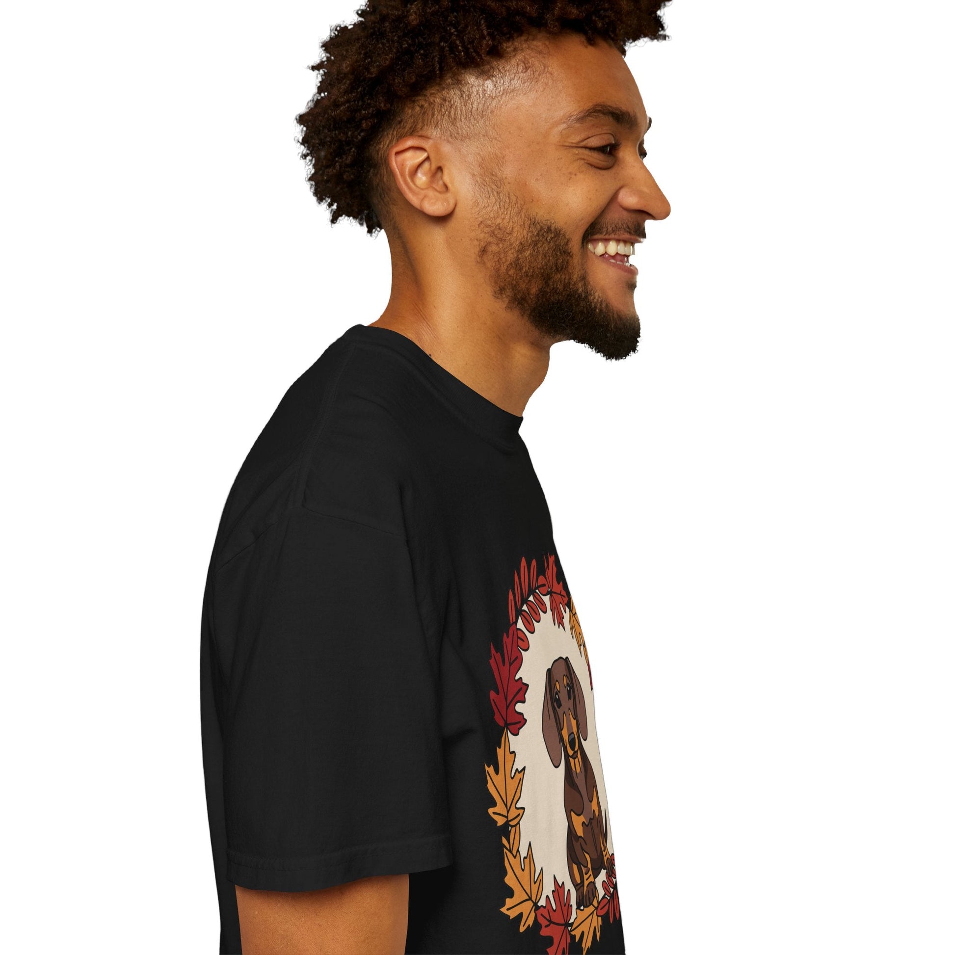 Autumn Dachshund T-Shirt, Fall Dog Lover Tee, Unisex Garment-Dyed Shirt, Cute Pet Apparel, Cozy Seasonal Gift Boho Wear