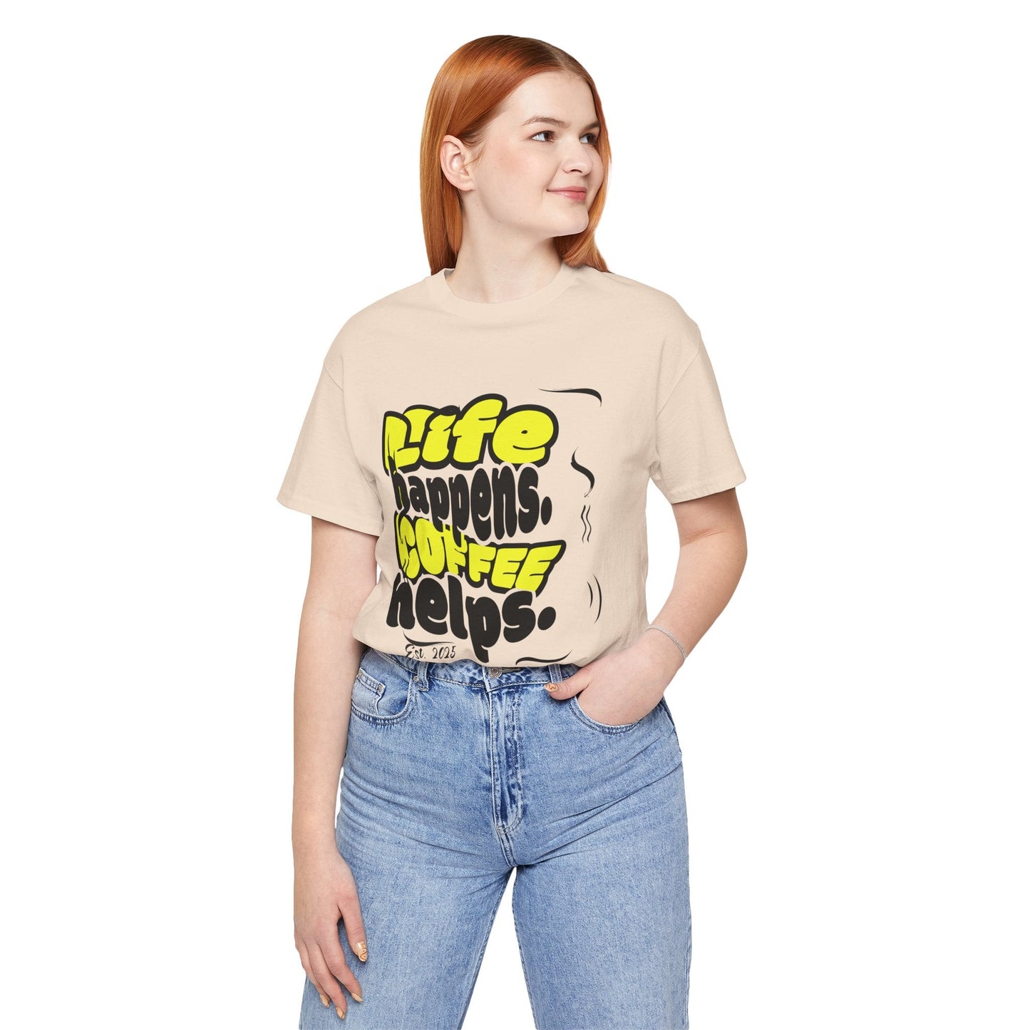 Coffee Lover T-Shirt - Life happens Coffee helps Boho Wear