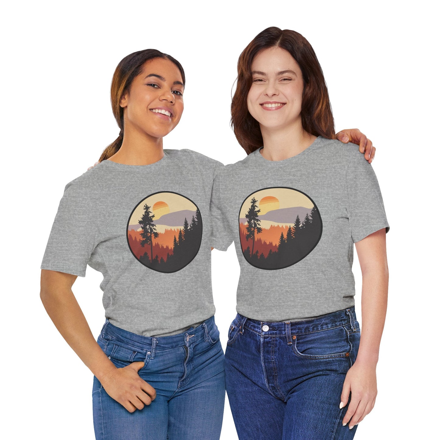 Sunset Forest Unisex Tee | Nature Lover Shirt, Hiking Apparel, Outdoor Gift, Eco-Friendly Fashion, Casual Wear Boho Wear