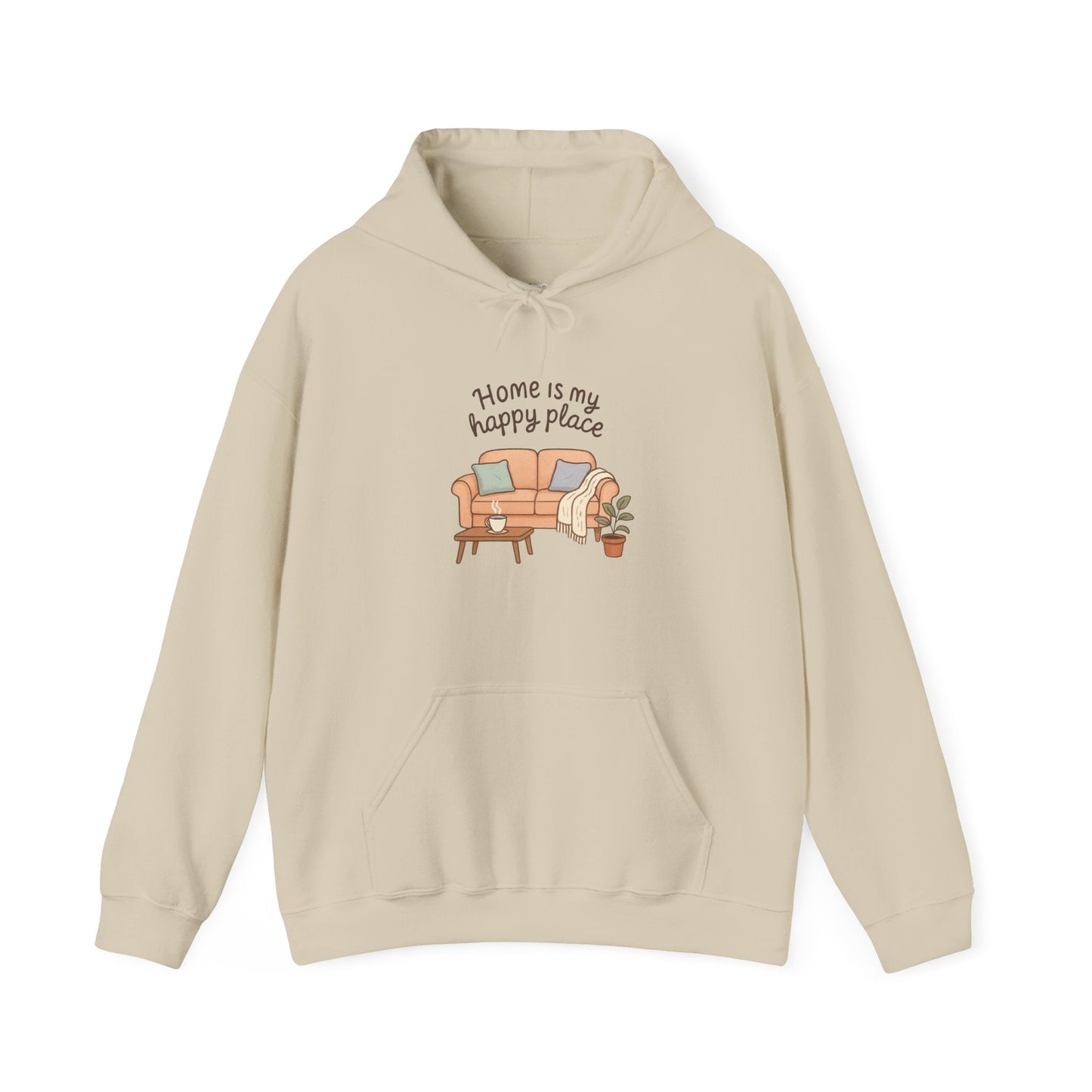Hooded Sweatshirt - 'Home Is My Happy Place' Design Printify