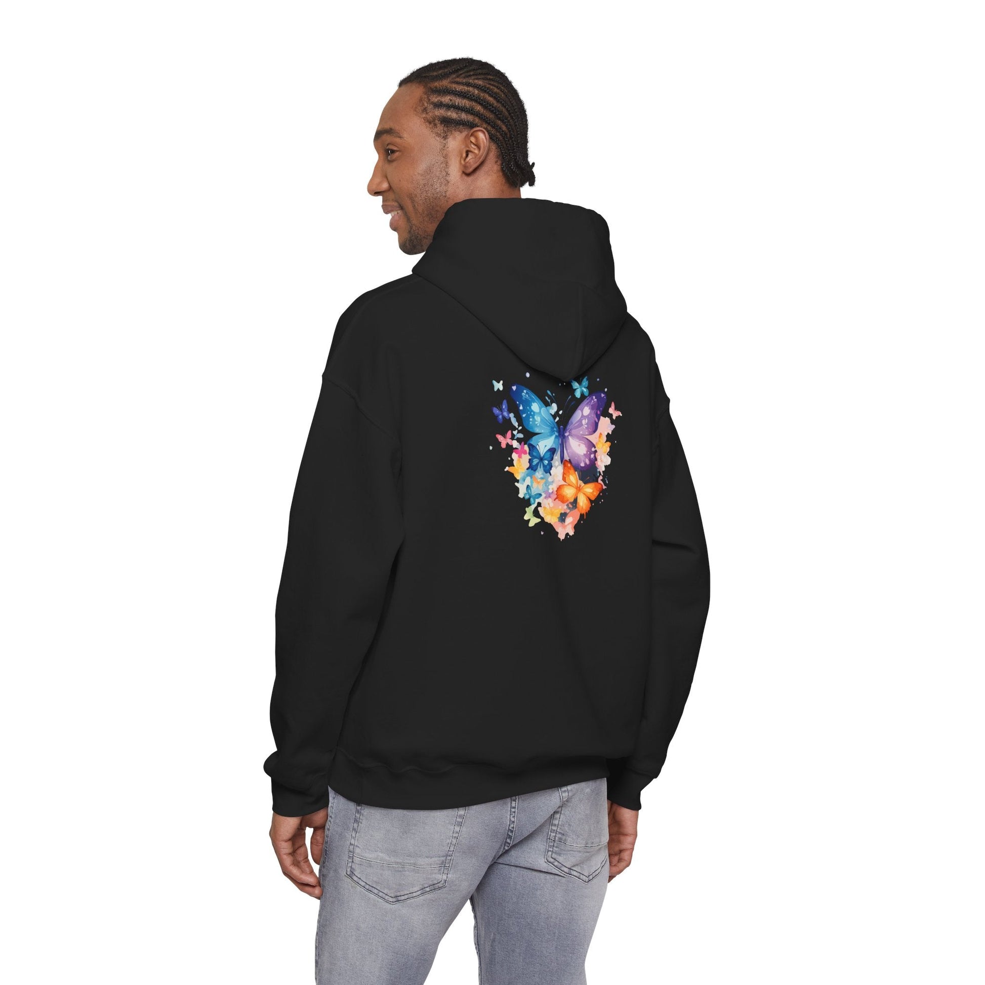 Colorful Butterfly Hoodie - Artistic Unisex Sweatshirt for Spring Adventures Printify