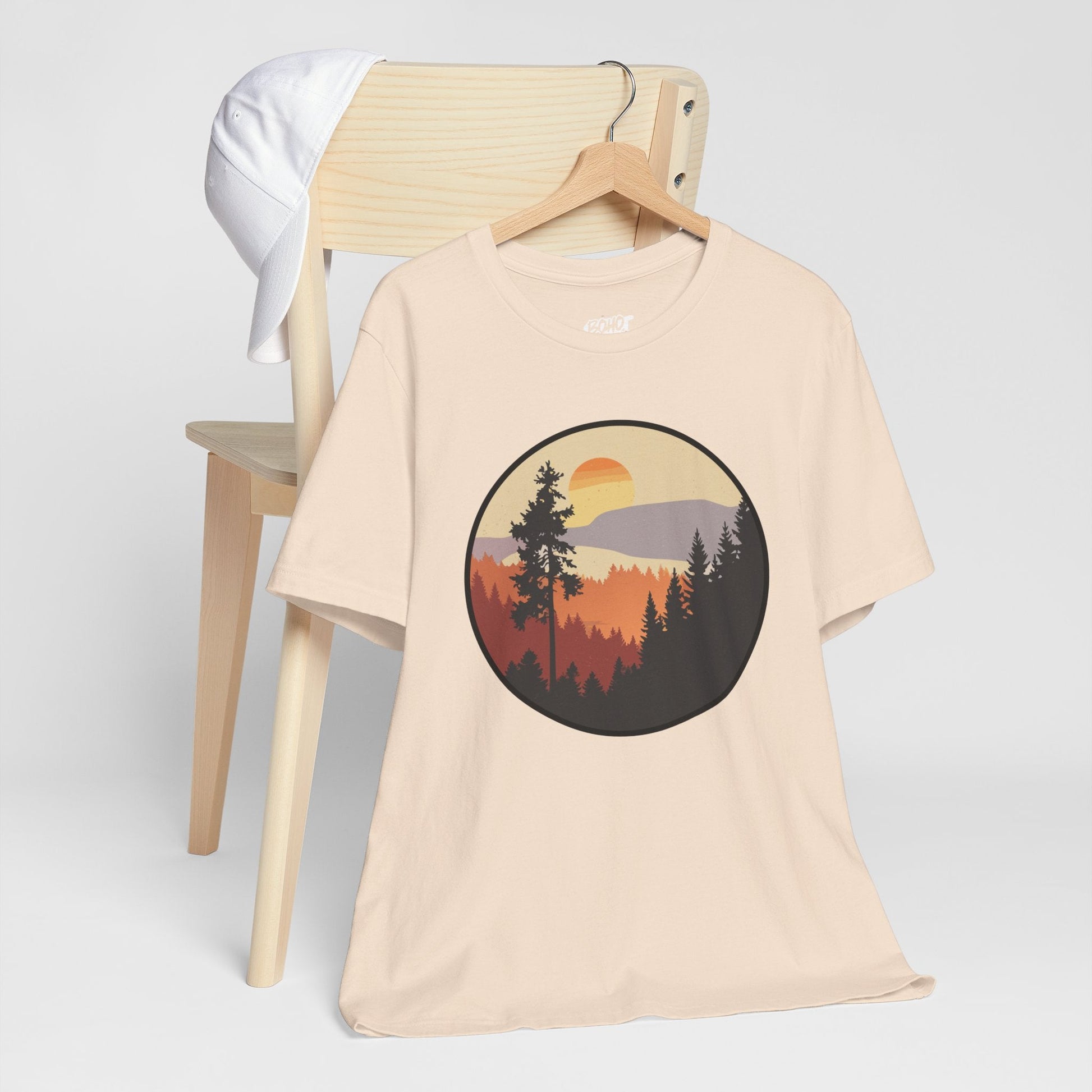 Sunset Forest Unisex Tee | Nature Lover Shirt, Hiking Apparel, Outdoor Gift, Eco-Friendly Fashion, Casual Wear Boho Wear