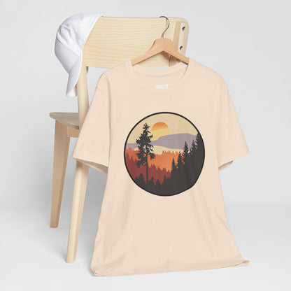 Sunset Forest Unisex Tee | Nature Lover Shirt, Hiking Apparel, Outdoor Gift, Eco-Friendly Fashion, Casual Wear Boho Wear