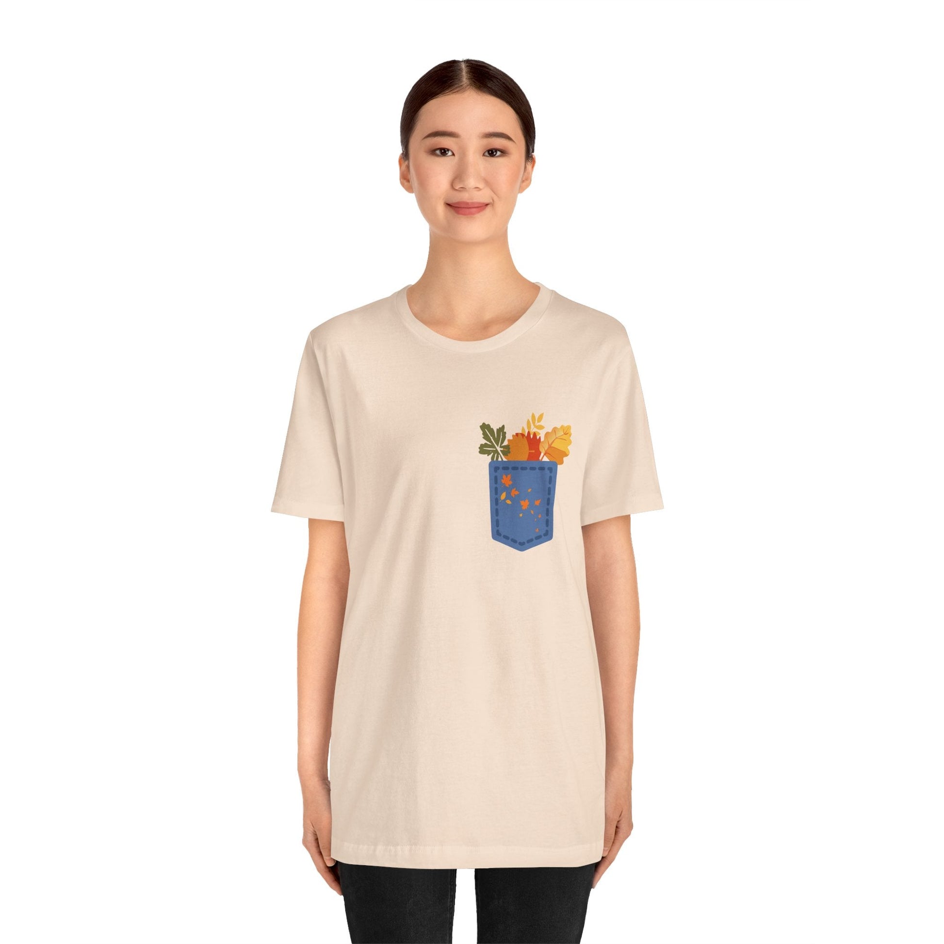 Pocket Boho Tee - Funny Botanic Autumn Design Printify