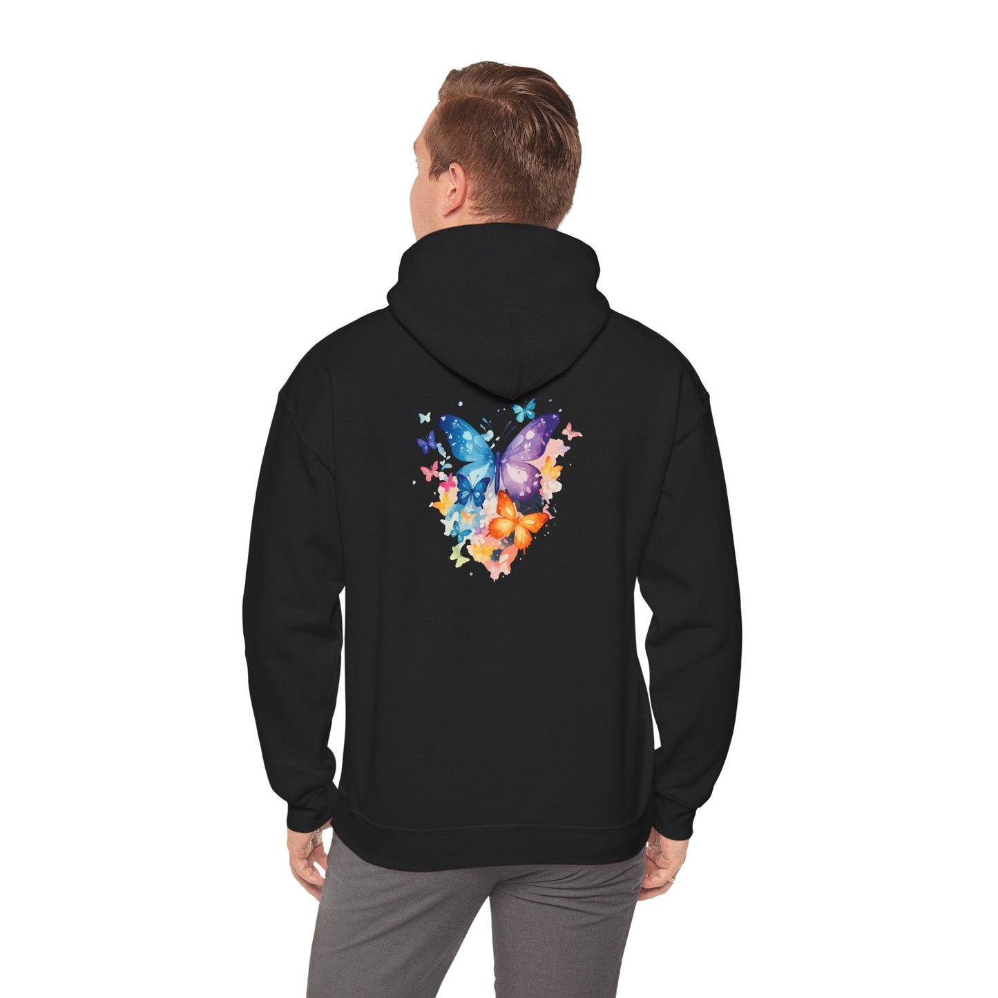 Colorful Butterfly Hoodie - Artistic Unisex Sweatshirt for Spring Adventures Printify