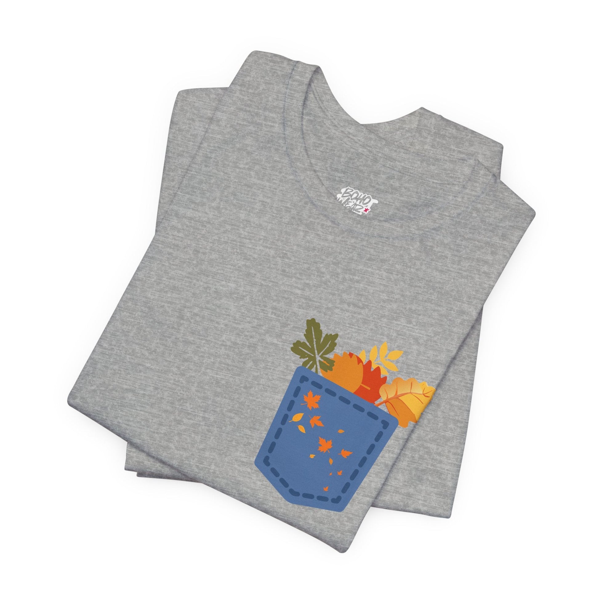 Pocket Boho Tee - Funny Botanic Autumn Design Printify