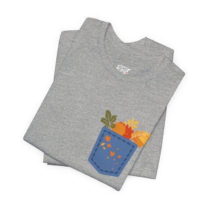 Pocket Boho Tee - Funny Botanic Autumn Design Printify