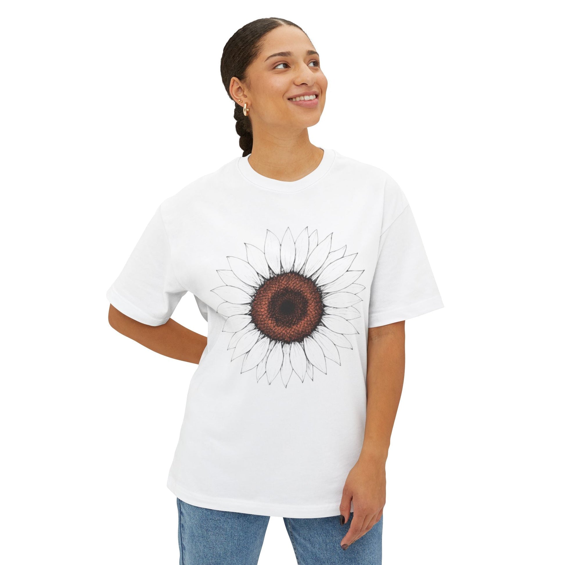 Sunflower Boho Oversized Tee - Funny Unisex T-Shirt Printify