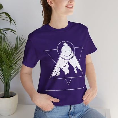 Mountain Sun Graphic Tee, Nature Lover Shirt, Outdoorsy Gift, Bohemian Style T-Shirt, Adventure, Unisex Jet Black Tee Printify