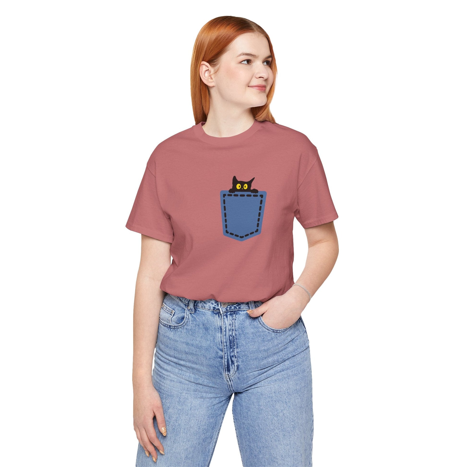 Cat Pocket Tee Printify