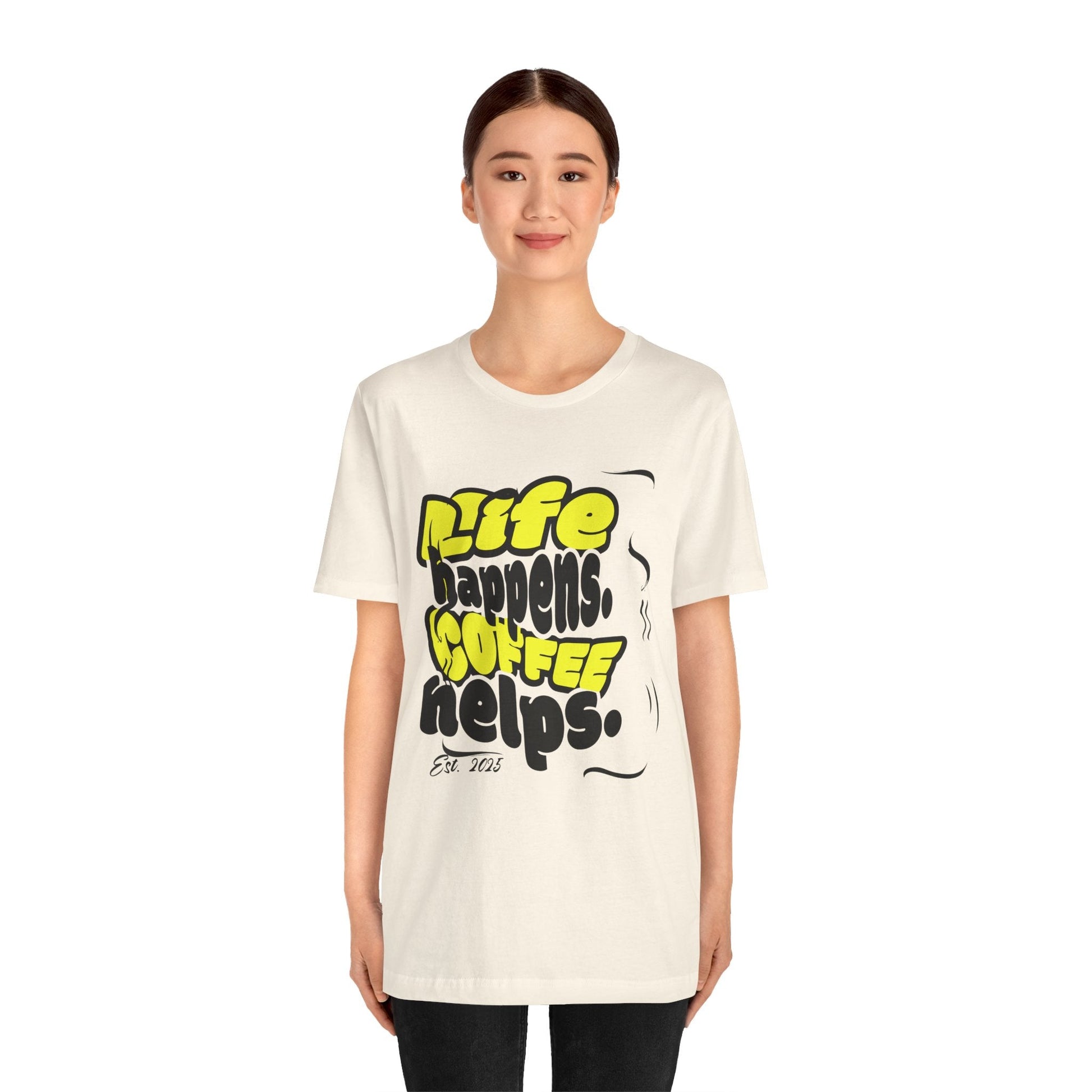 Coffee Lover T-Shirt - Life happens Coffee helps Boho Wear