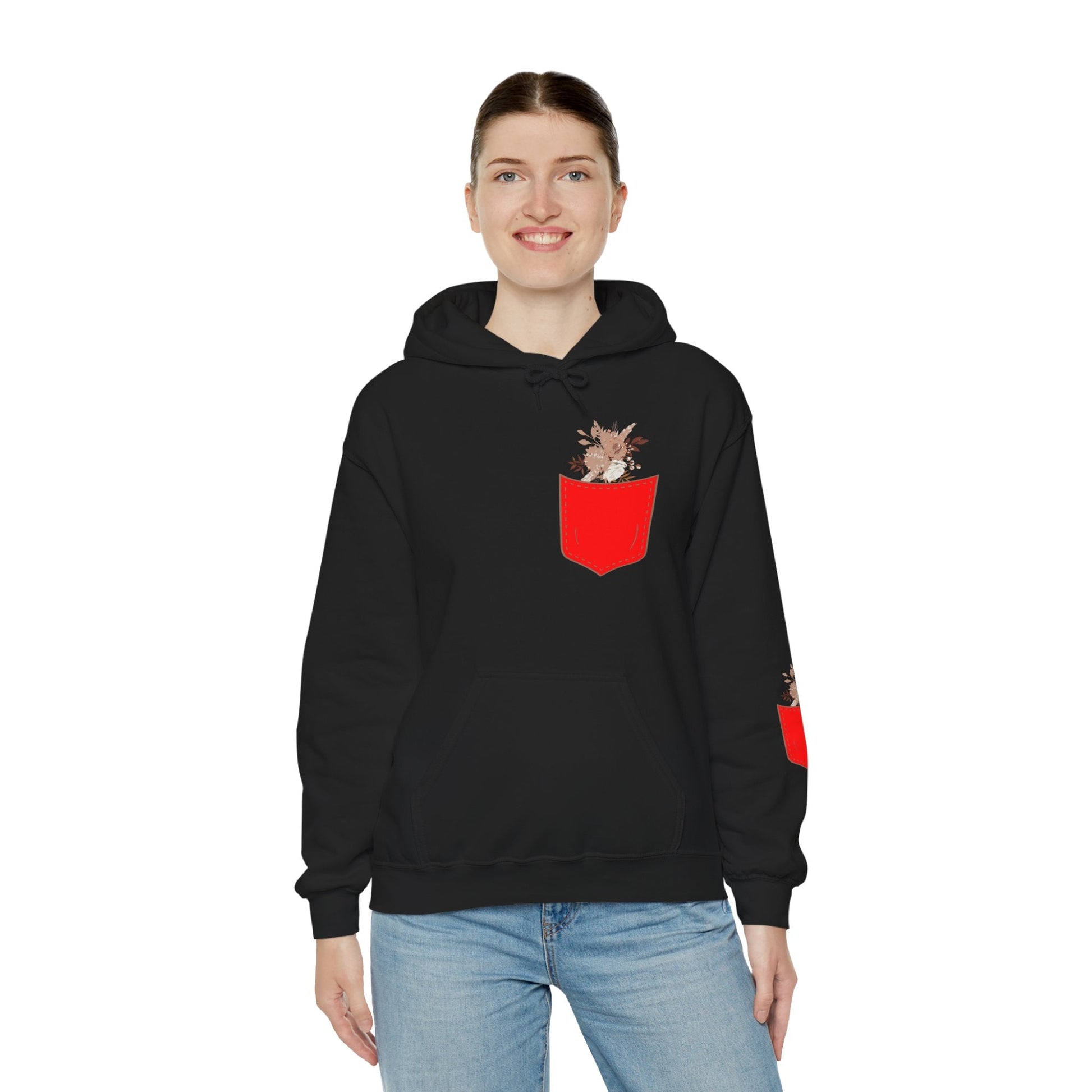 Funny Botanic Autumn Unisex Hoodie Sweatshirt with Pocket Flowers Printify