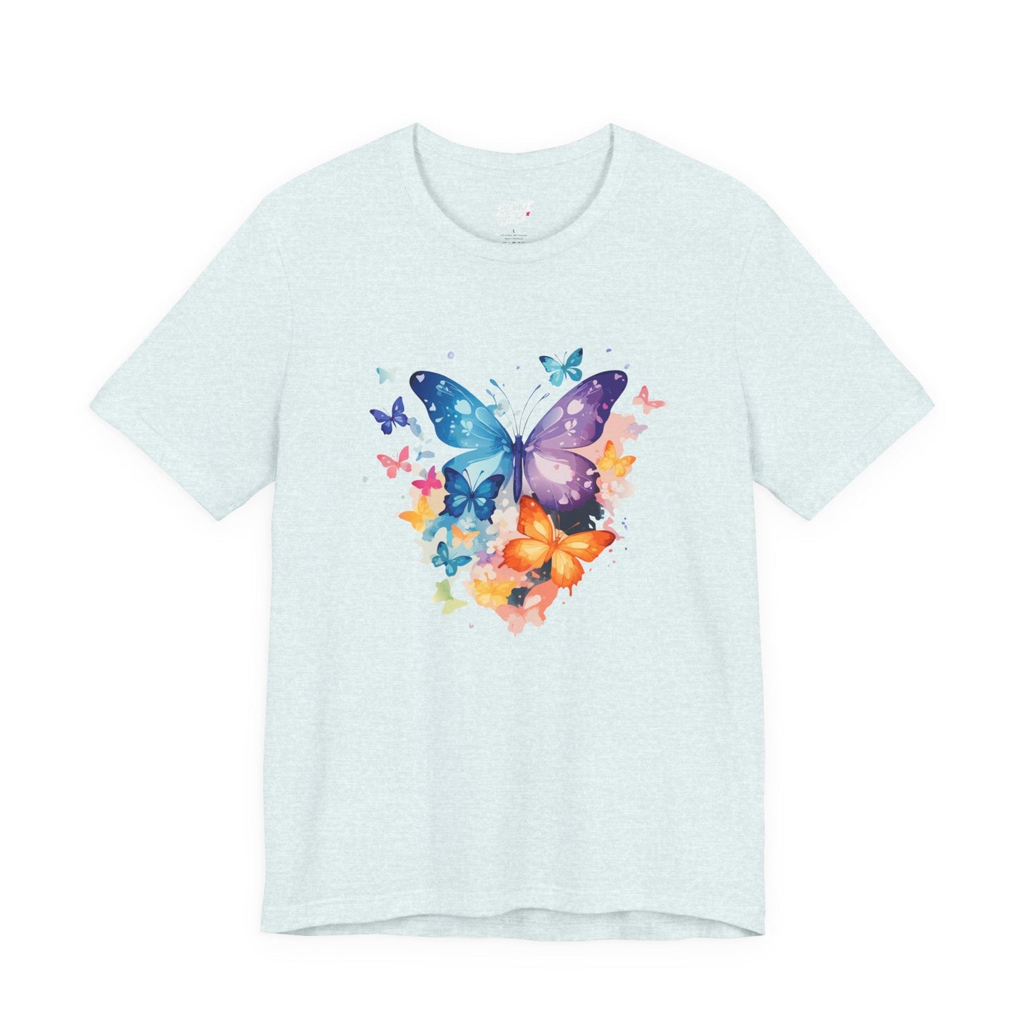 Colorful Butterfly Unisex Jersey Tee, Floral Tee, Butterfly Art Shirt, Gift for Nature Lovers, Summer Style, Nature Inspired Apparel Boho Wear