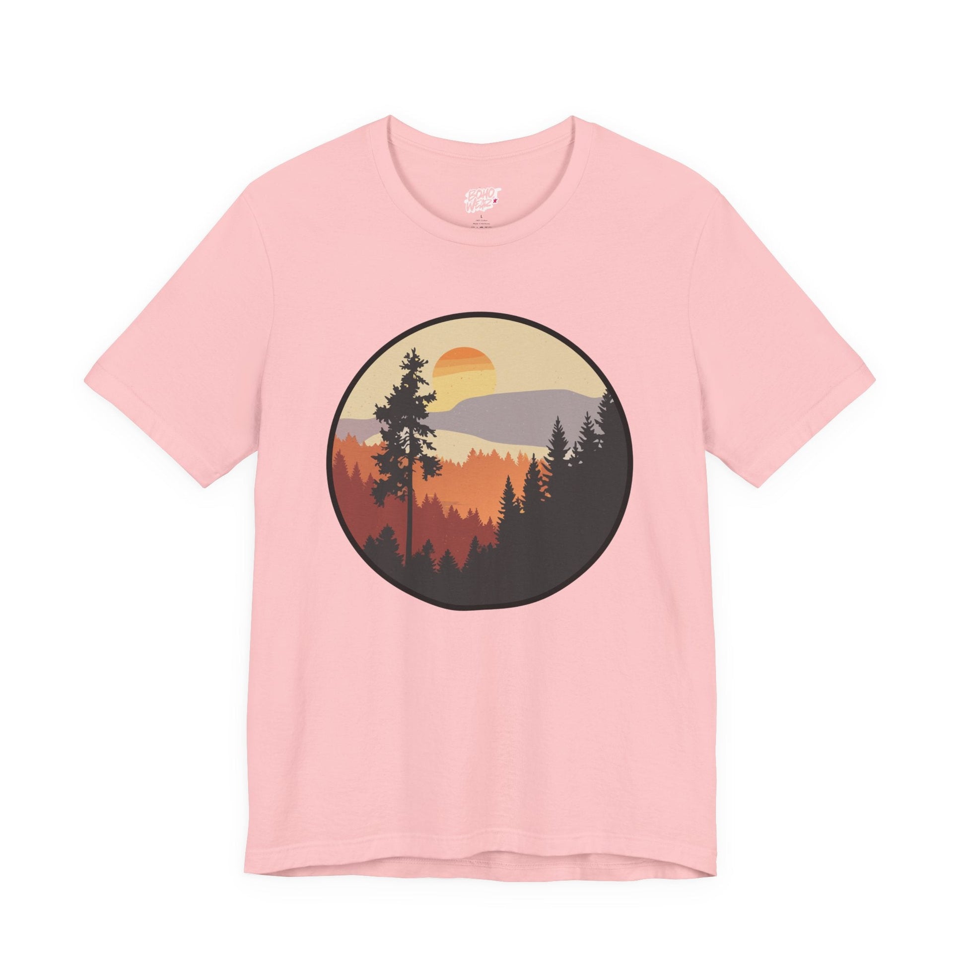 Sunset Forest Unisex Tee | Nature Lover Shirt, Hiking Apparel, Outdoor Gift, Eco-Friendly Fashion, Casual Wear Boho Wear