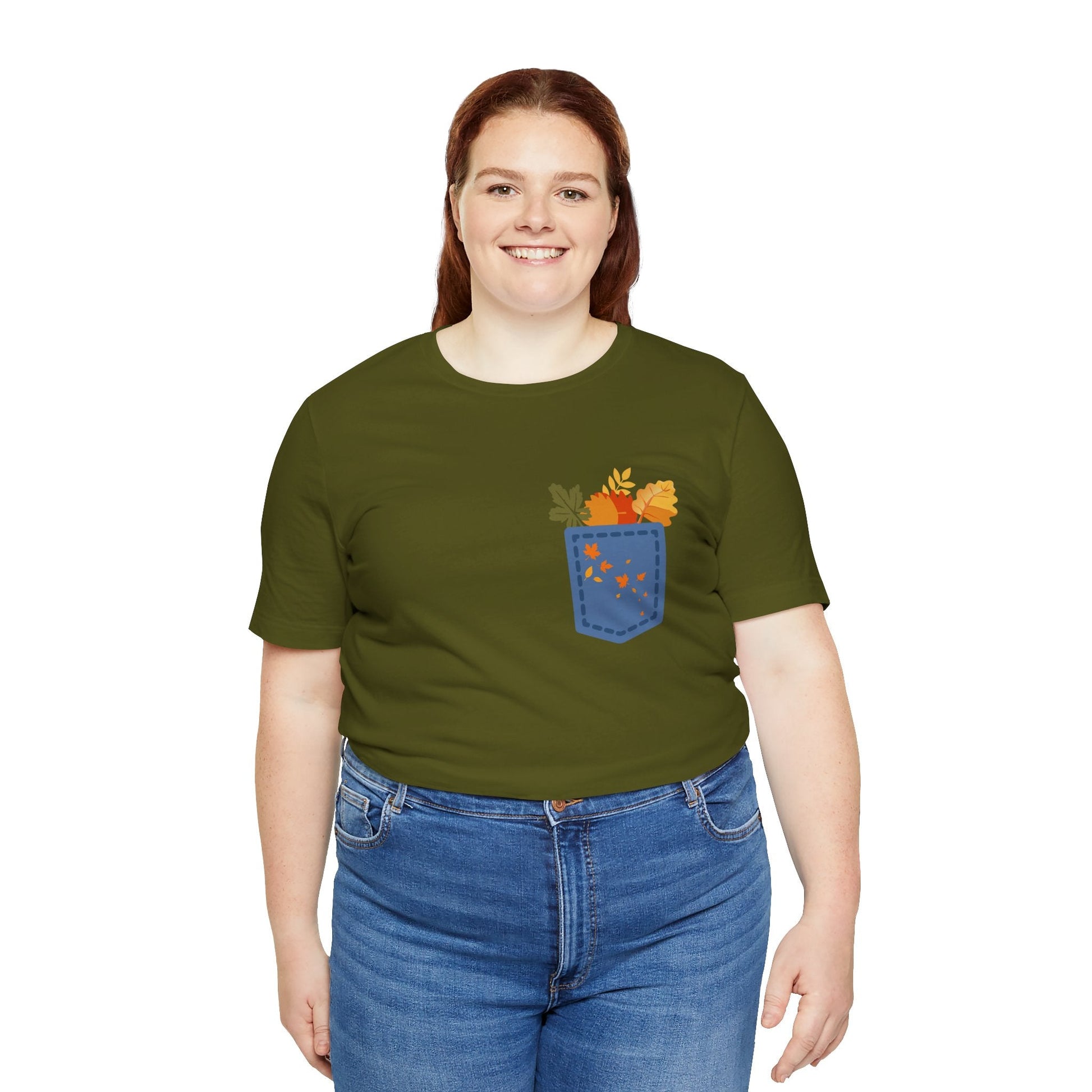 Pocket Boho Tee - Funny Botanic Autumn Design Printify