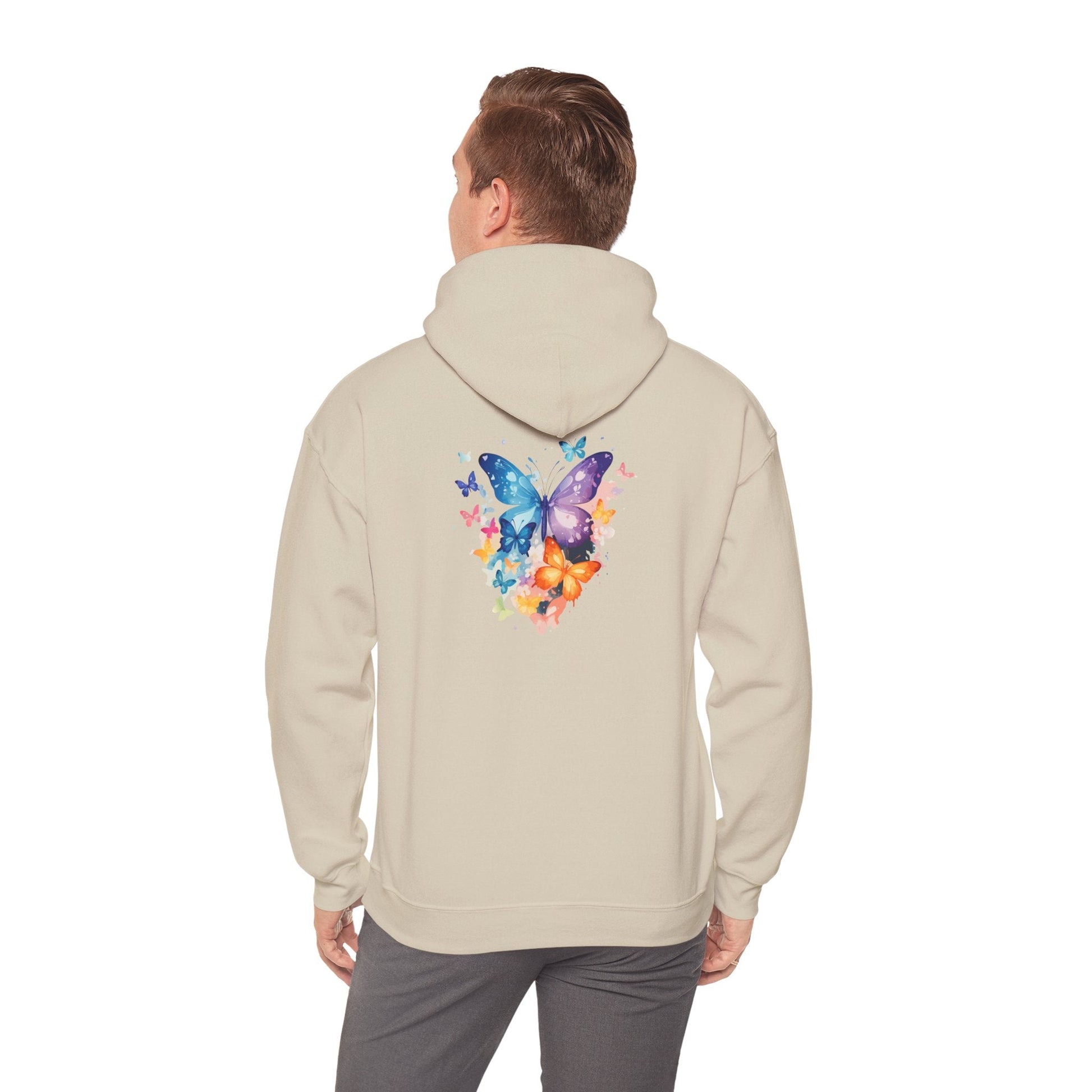 Colorful Butterfly Hoodie - Artistic Unisex Sweatshirt for Spring Adventures Printify