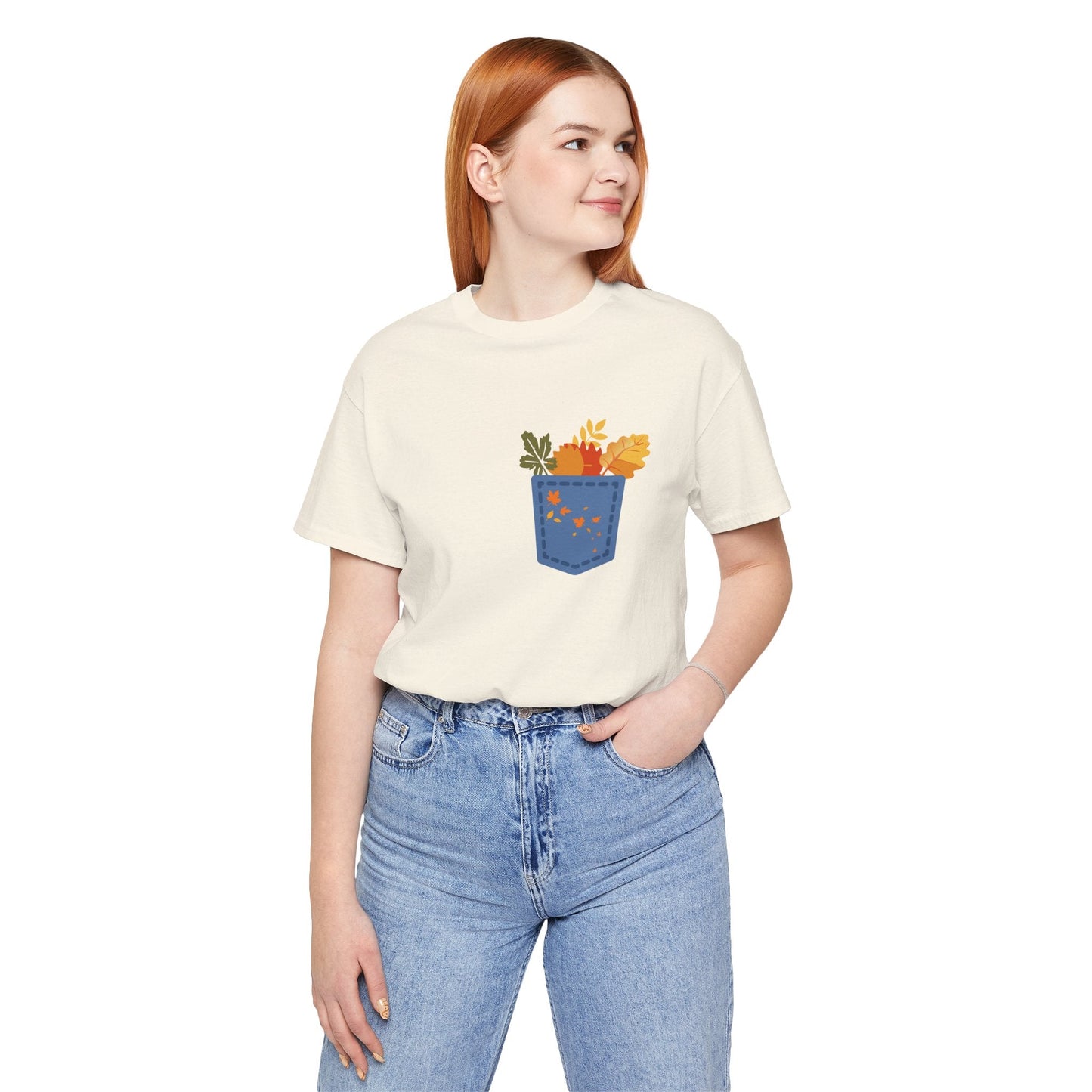 Pocket Boho Tee - Funny Botanic Autumn Design Printify