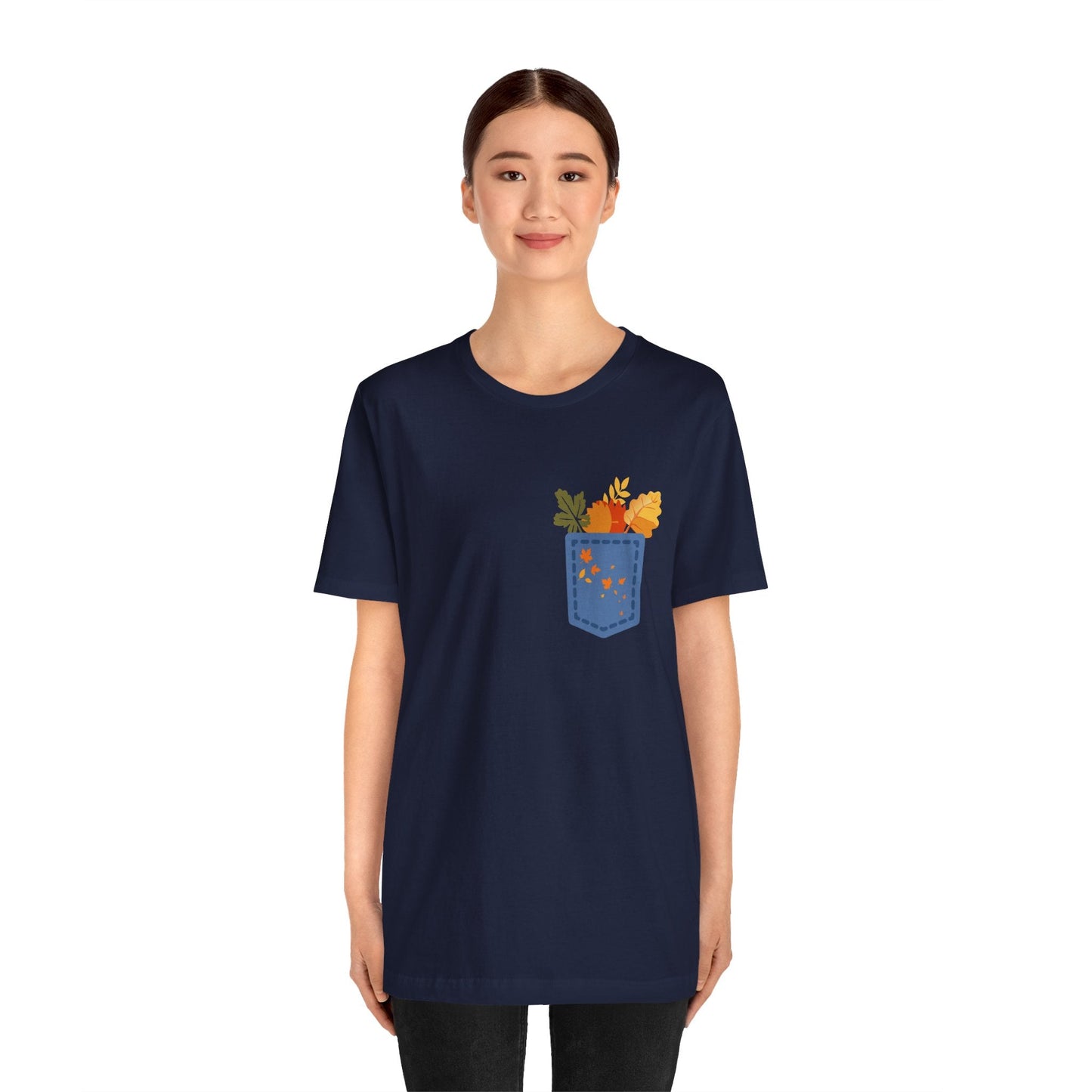 Pocket Boho Tee - Funny Botanic Autumn Design Boho Wear