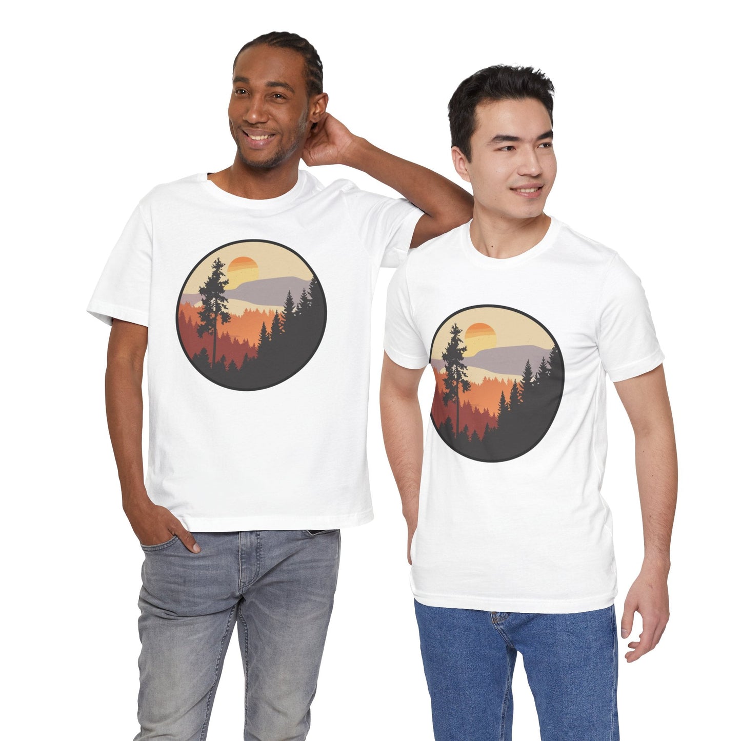 Sunset Forest Unisex Tee | Nature Lover Shirt, Hiking Apparel, Outdoor Gift, Eco-Friendly Fashion, Casual Wear Boho Wear