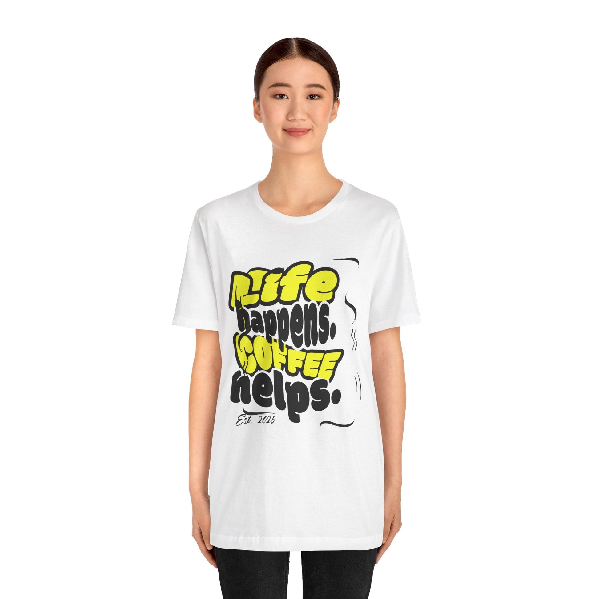 Coffee Lover T-Shirt - Life happens Coffee helps Boho Wear