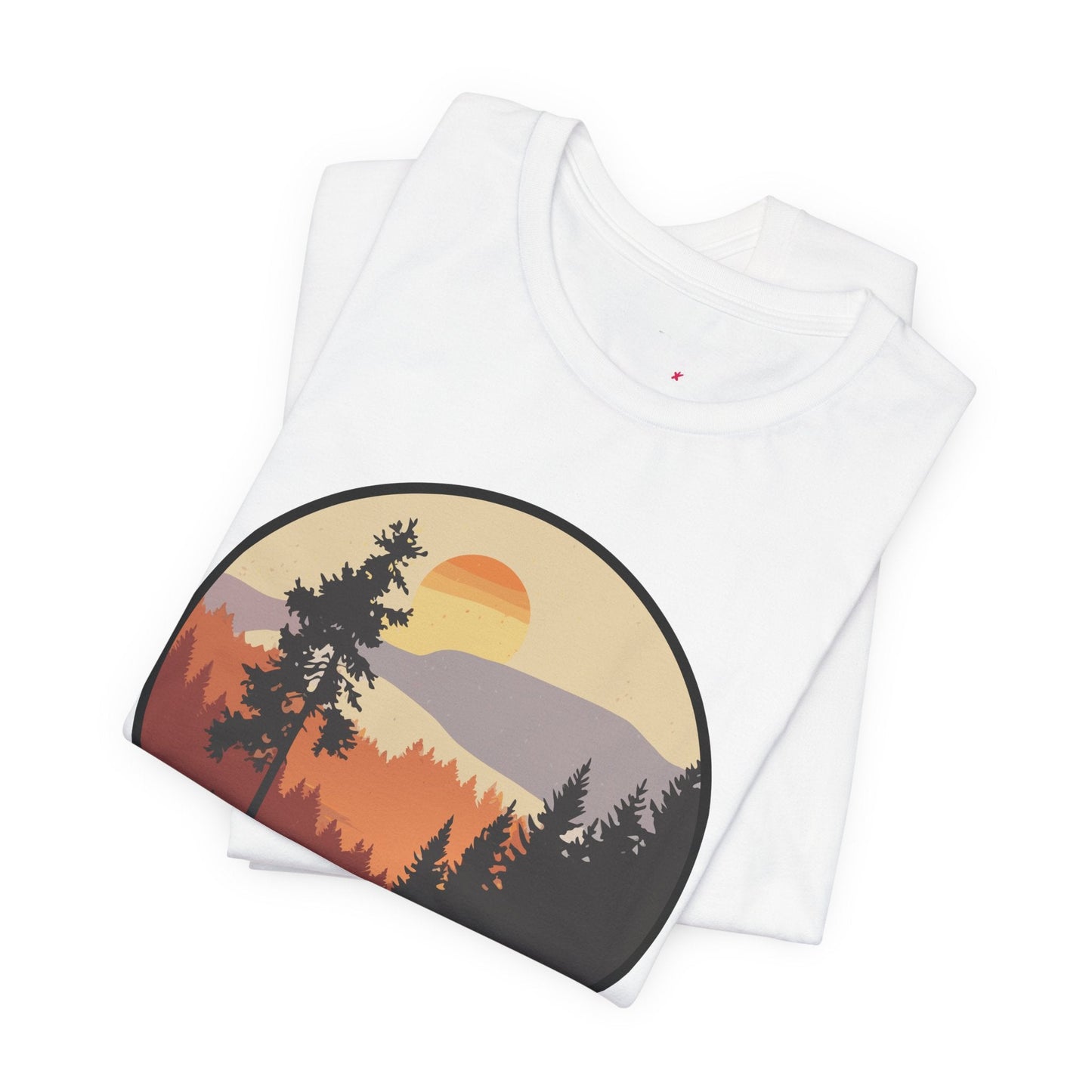 Sunset Forest Unisex Tee | Nature Lover Shirt, Hiking Apparel, Outdoor Gift, Eco-Friendly Fashion, Casual Wear Printify