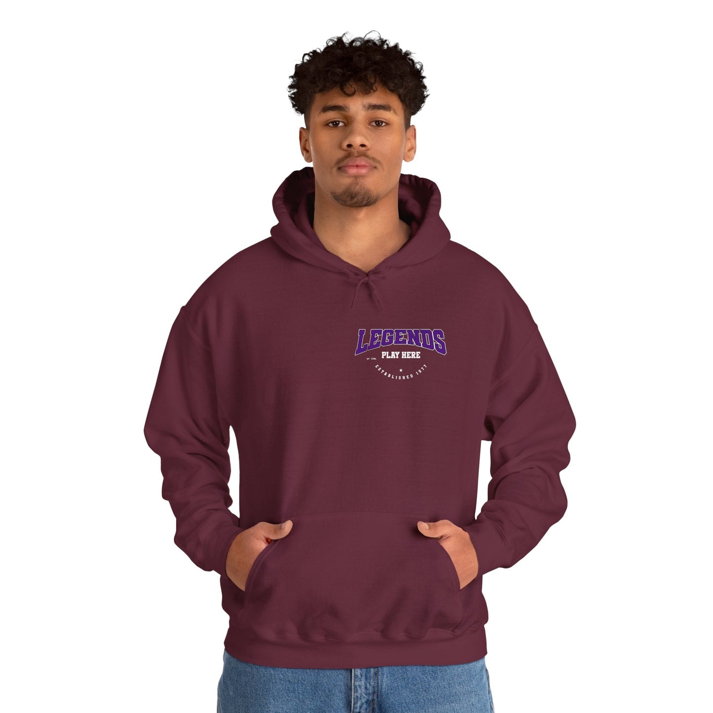 Legends Play Here Hoodie | Unisex Heavy Blend™ Sweatshirt for Gamers, Casual Wear, Friends Gatherings, Cozy Gift Ideas, Unique Style Boho Wear