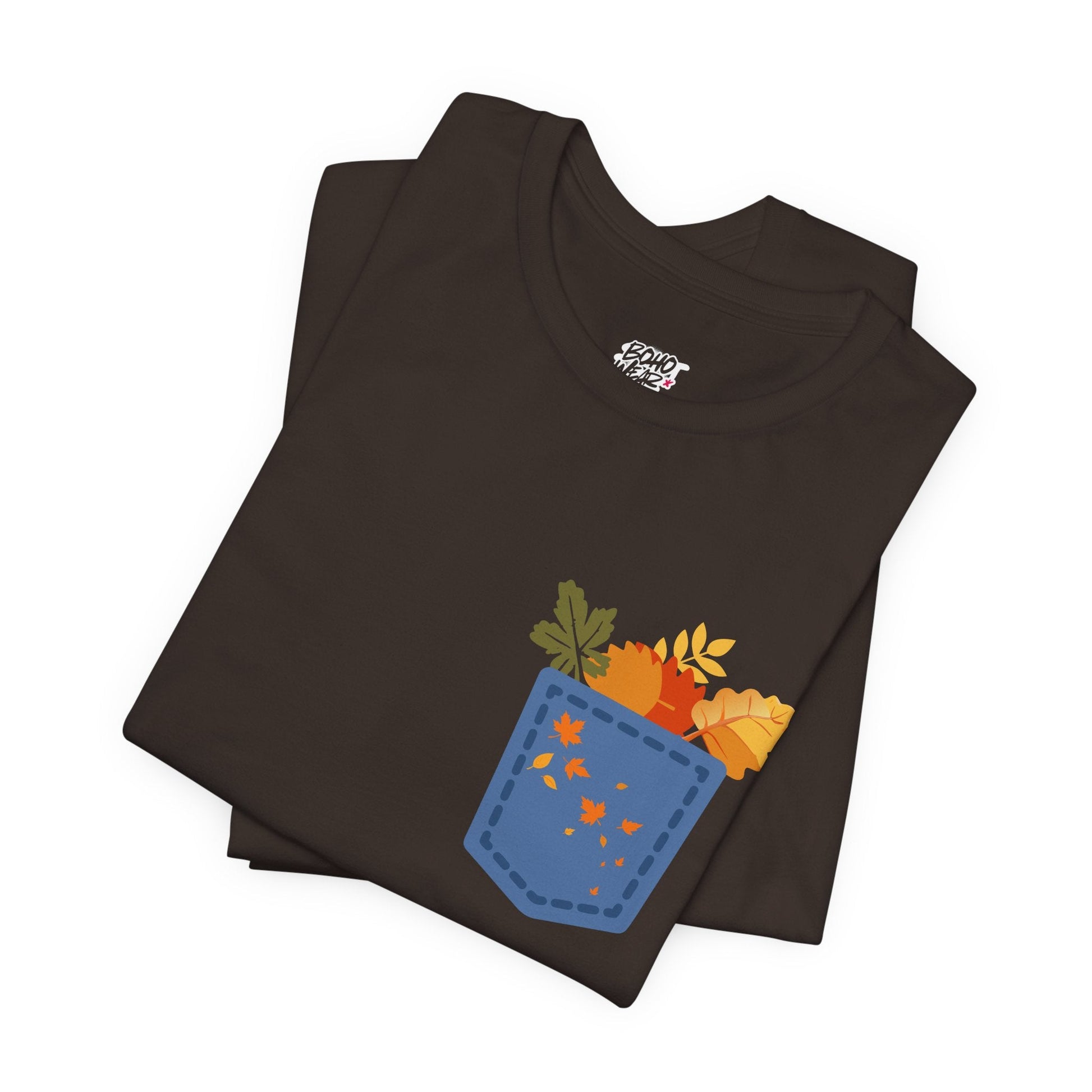 Pocket Boho Tee - Funny Botanic Autumn Design Printify