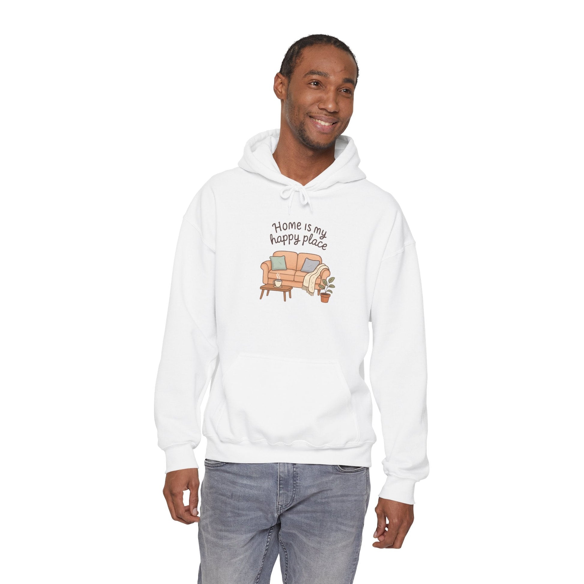 Hooded Sweatshirt - 'Home Is My Happy Place' Design Boho Wear