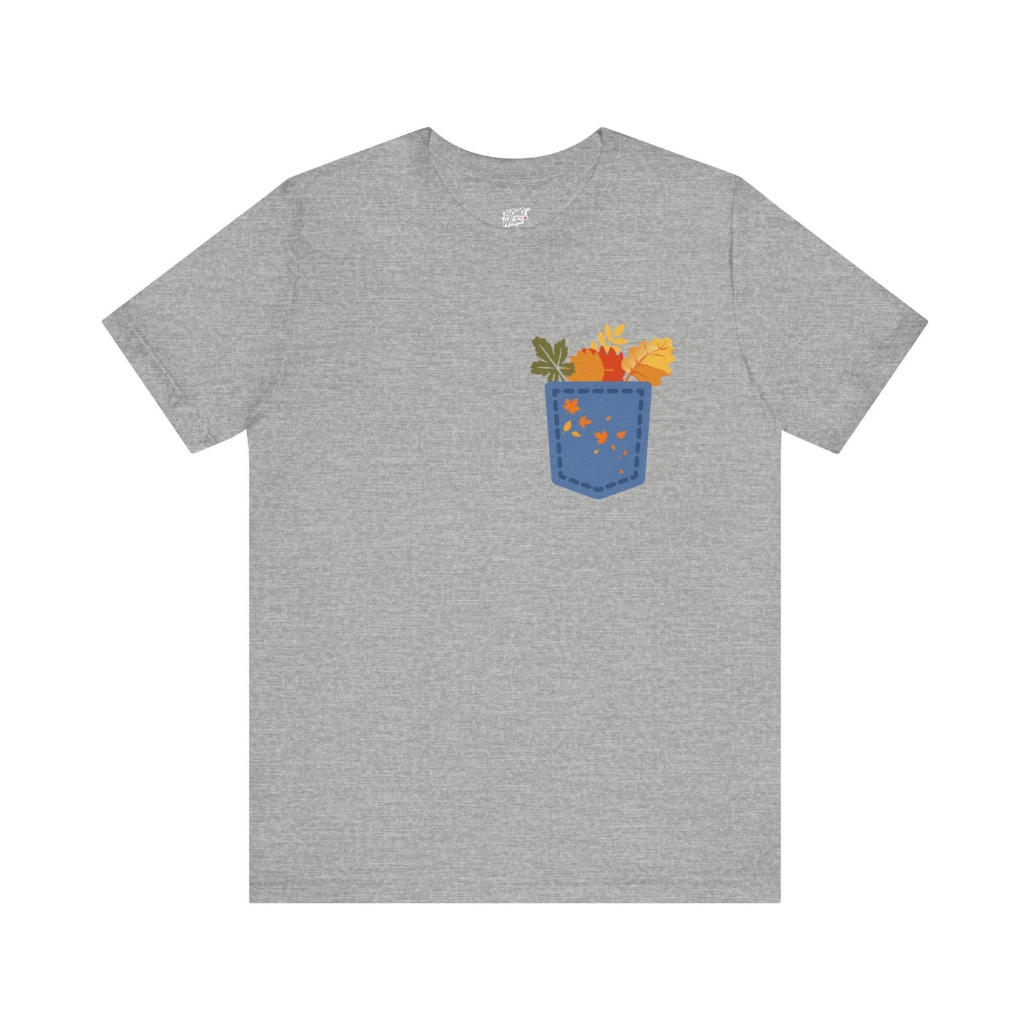 Pocket Boho Tee - Funny Botanic Autumn Design Printify