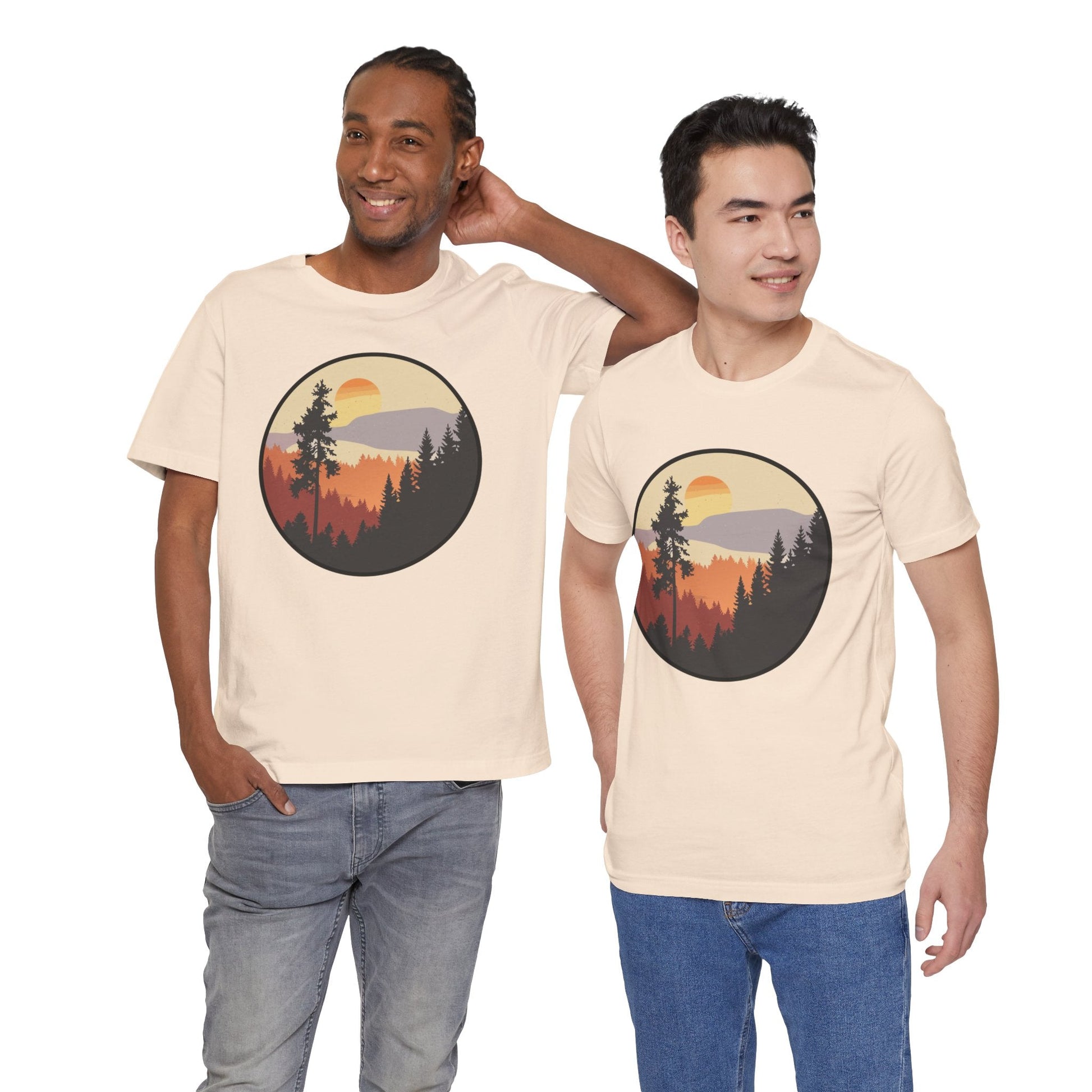 Sunset Forest Unisex Tee | Nature Lover Shirt, Hiking Apparel, Outdoor Gift, Eco-Friendly Fashion, Casual Wear Boho Wear