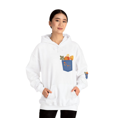 Floral Pocket Hoodie - Cozy Unisex Sweatshirt for Gardening Lovers Boho Wear