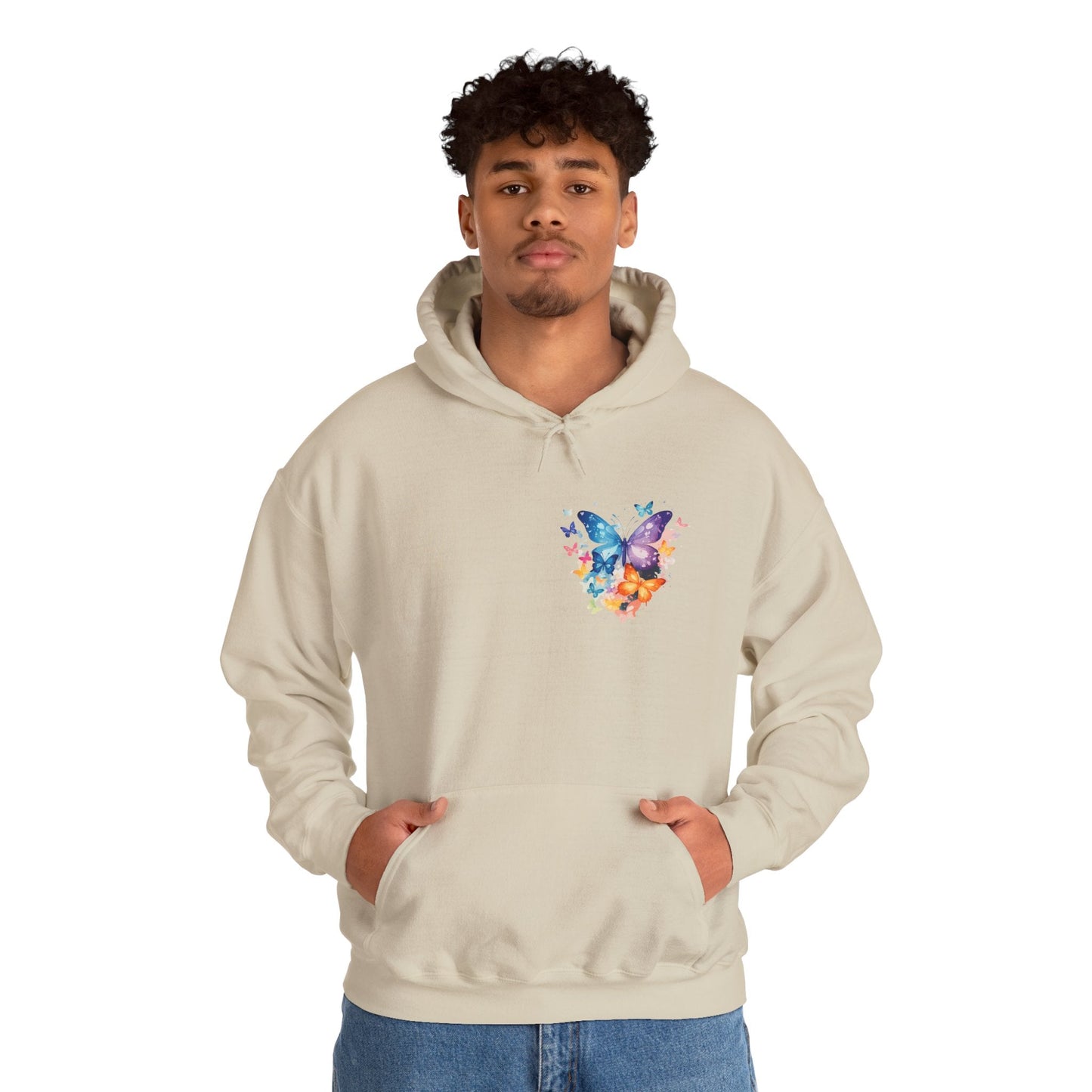 Colorful Butterfly Hoodie - Artistic Unisex Sweatshirt for Spring Adventures Printify