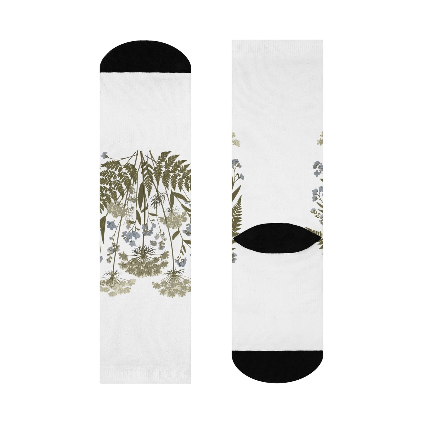 Botanical Print Cushioned Crew Socks - Comfortable Floral Design for Everyday Wear Printify