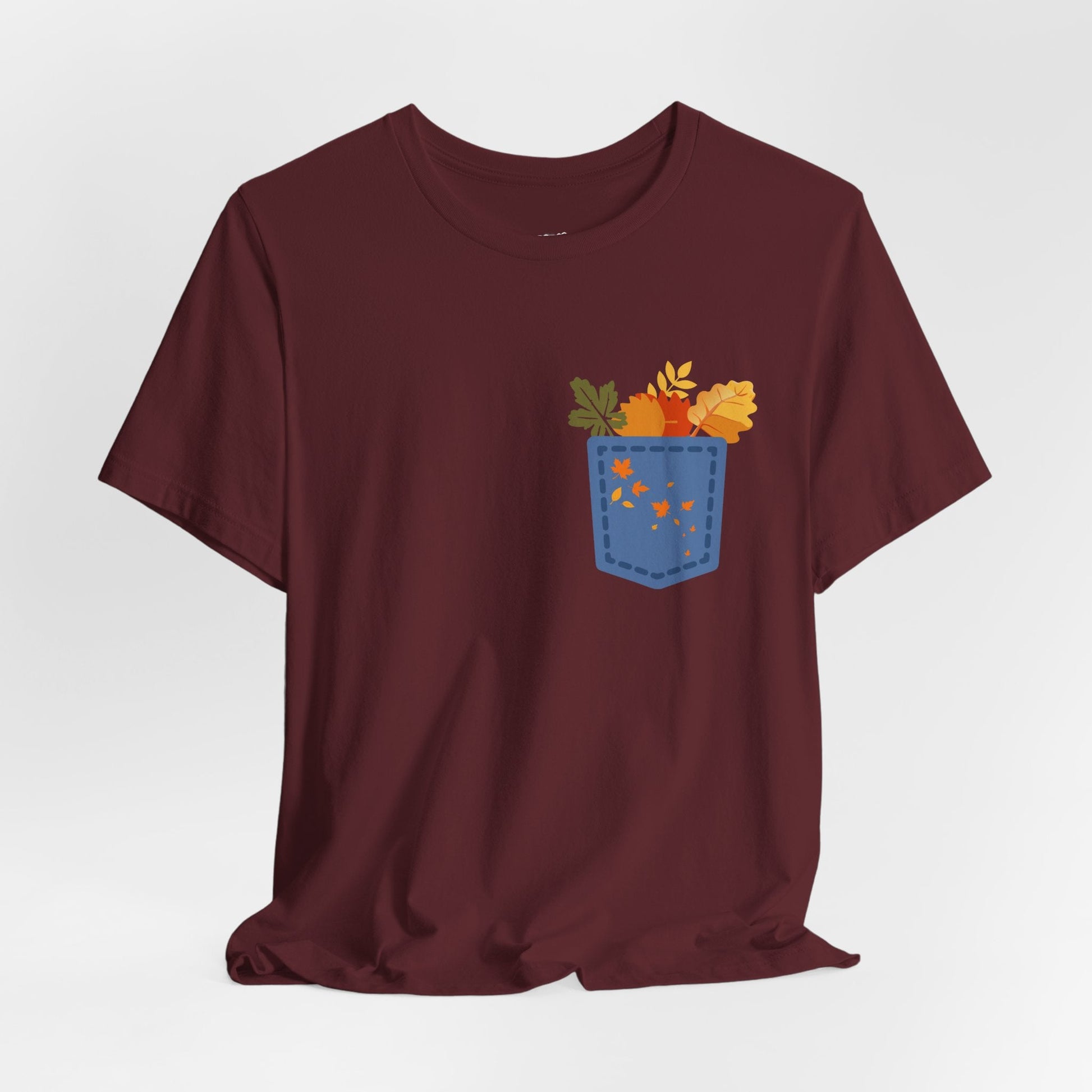 Pocket Boho Tee - Funny Botanic Autumn Design Boho Wear